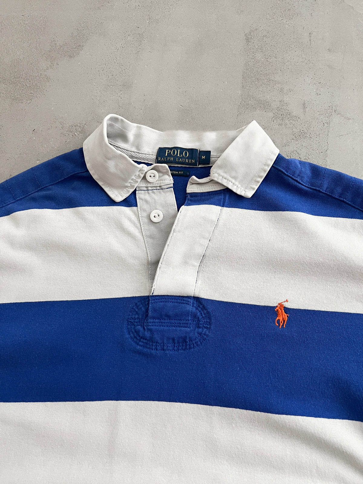 CREAM/BLUE POLO RALPH LAUREN LONGSLEEVE - 2000S - M