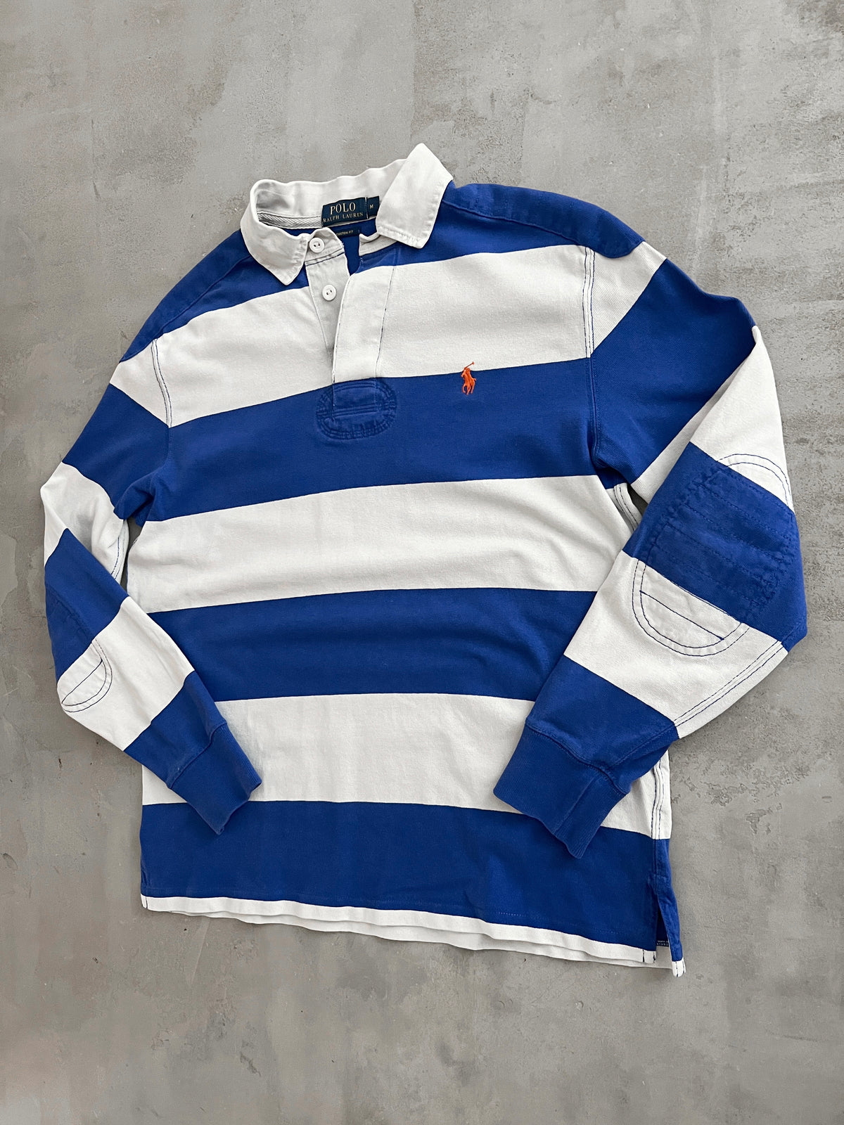 CREAM/BLUE POLO RALPH LAUREN LONGSLEEVE - 2000S - M