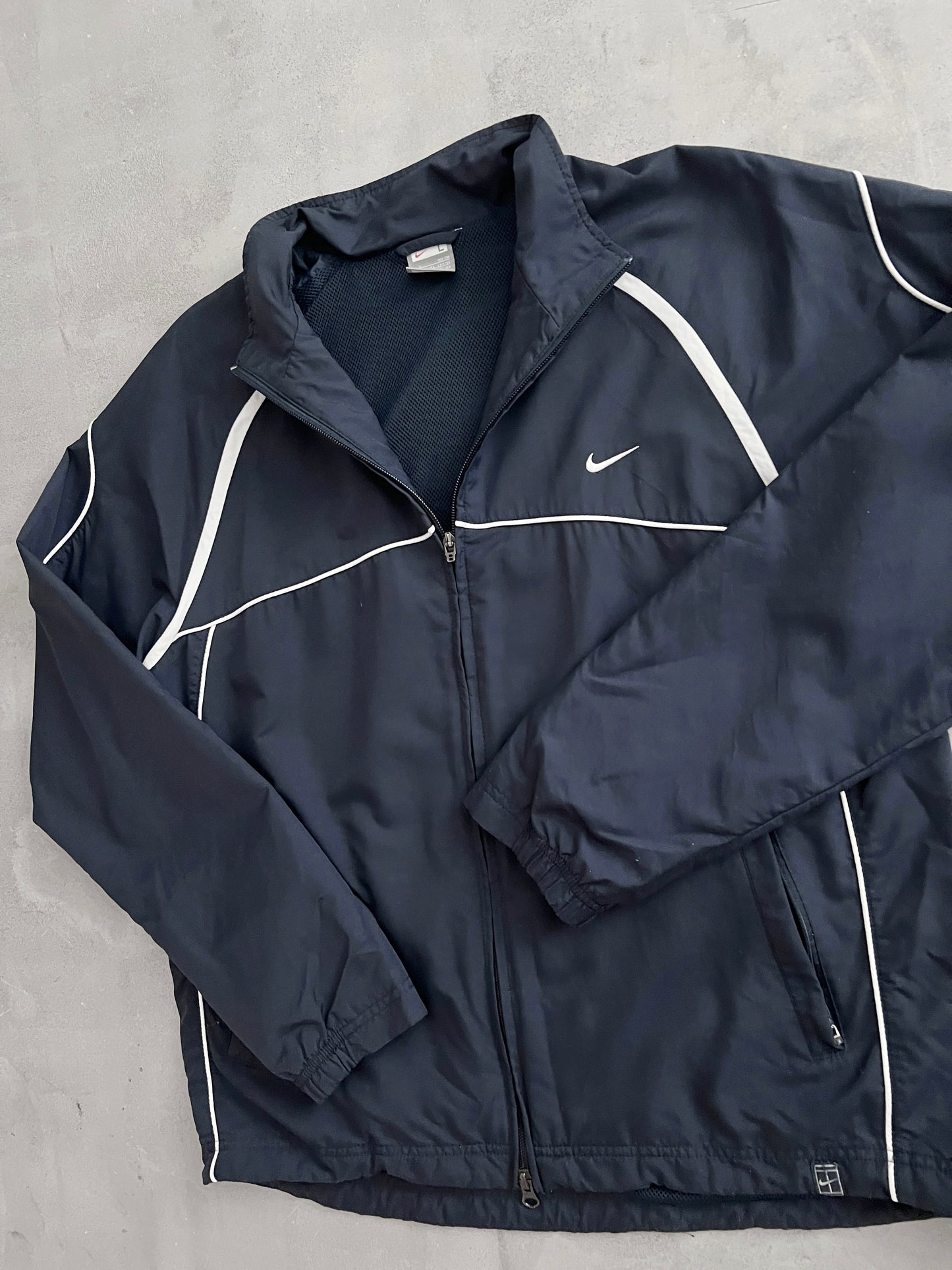 NAVY NIKE TRACK JACKET- 2000S - L