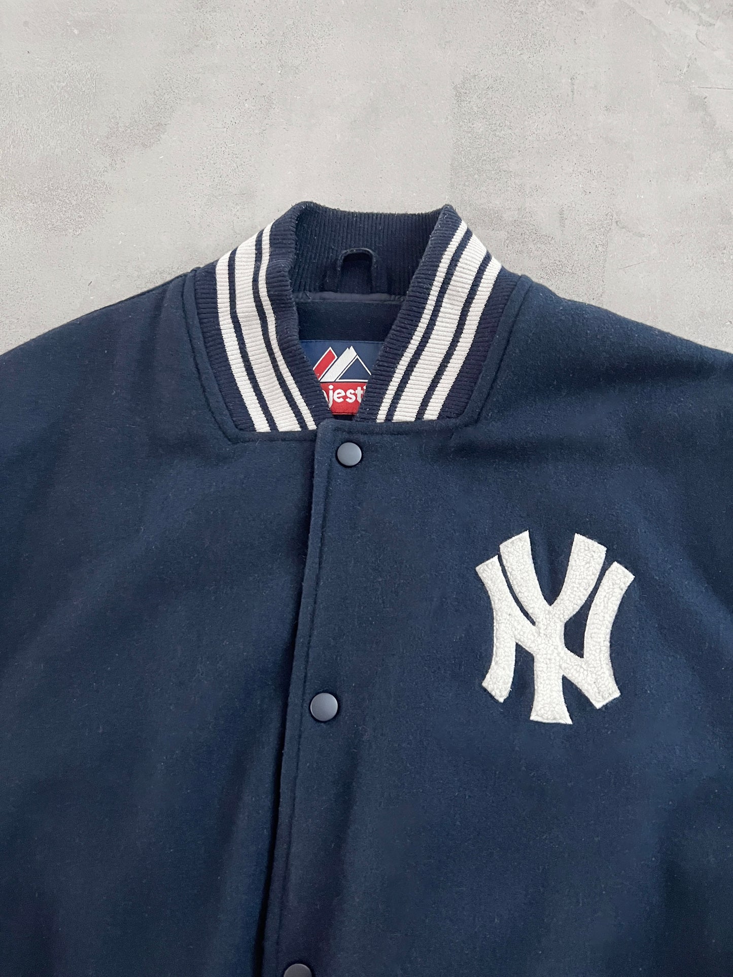 NAVY/CREME YANKEES JACKET - 1990S - L