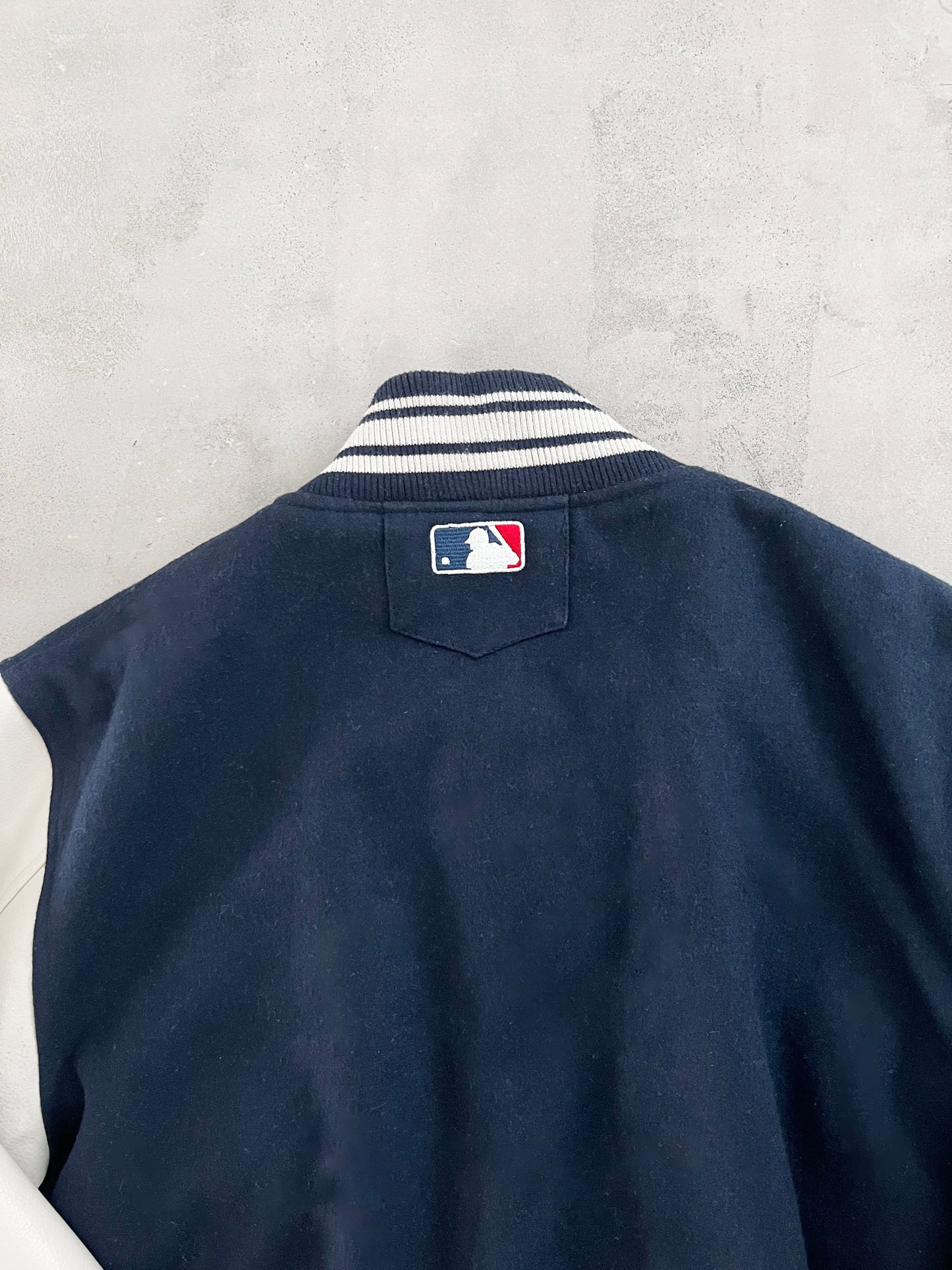 NAVY/CREME YANKEES JACKET - 1990S - L