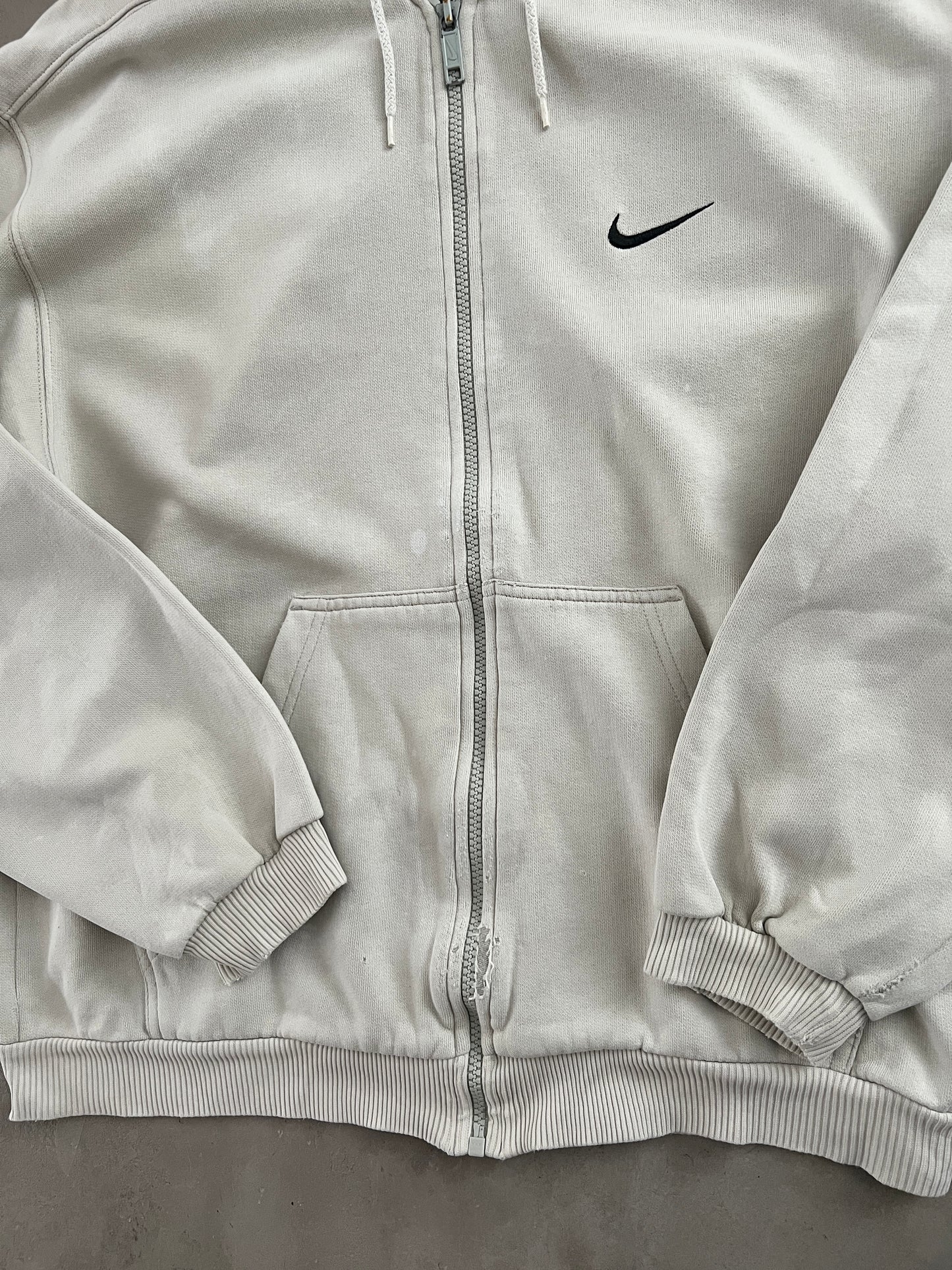 CREME NIKE ZIP UP HOODIE - 1990S - S