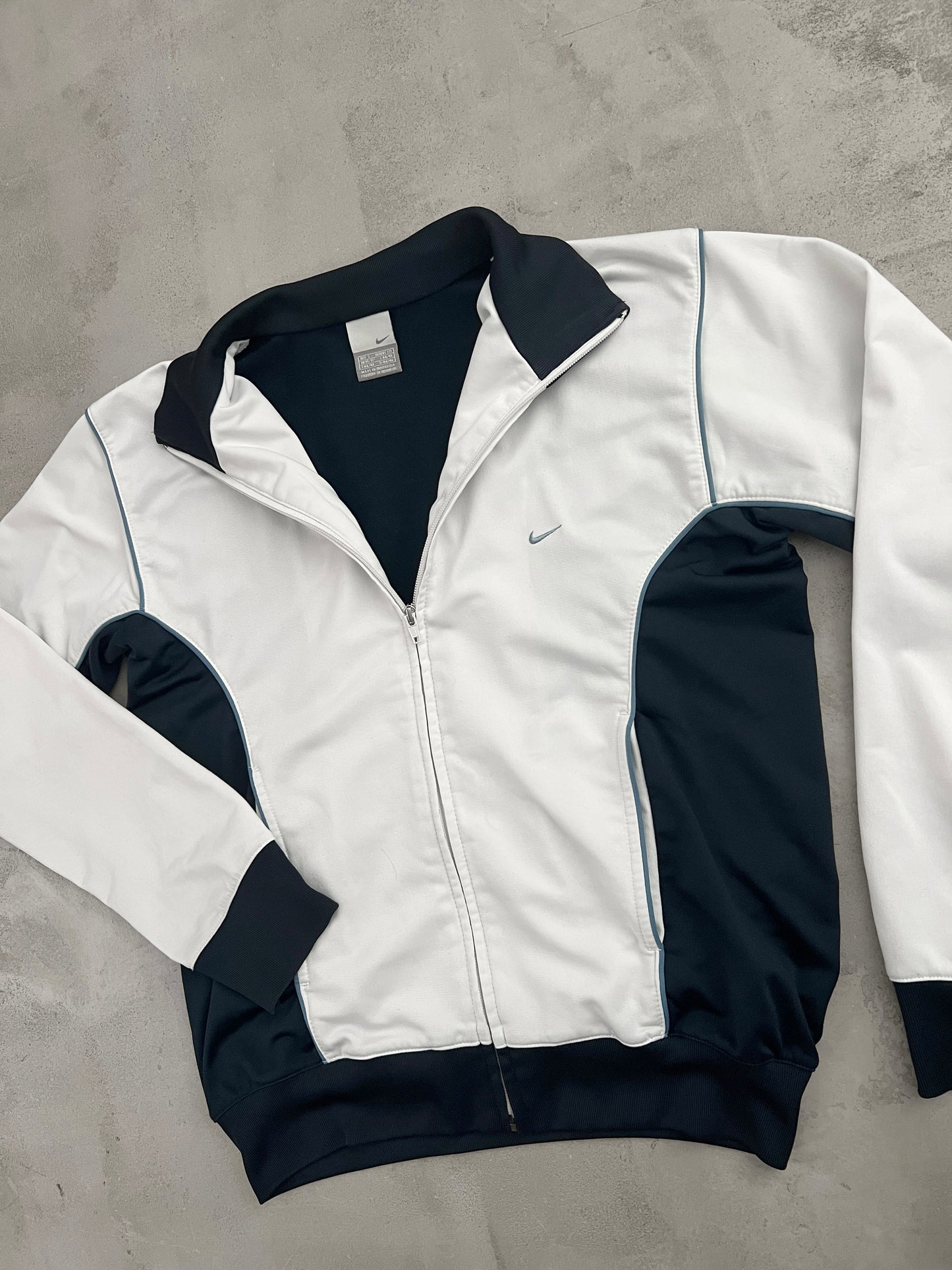 WHITE/NAVY NIKE TRACK JACKET - 2000S - S