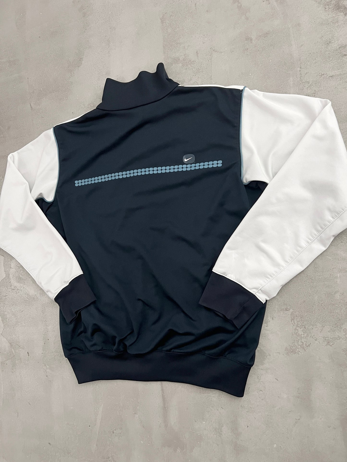 WHITE/NAVY NIKE TRACK JACKET - 2000S - S