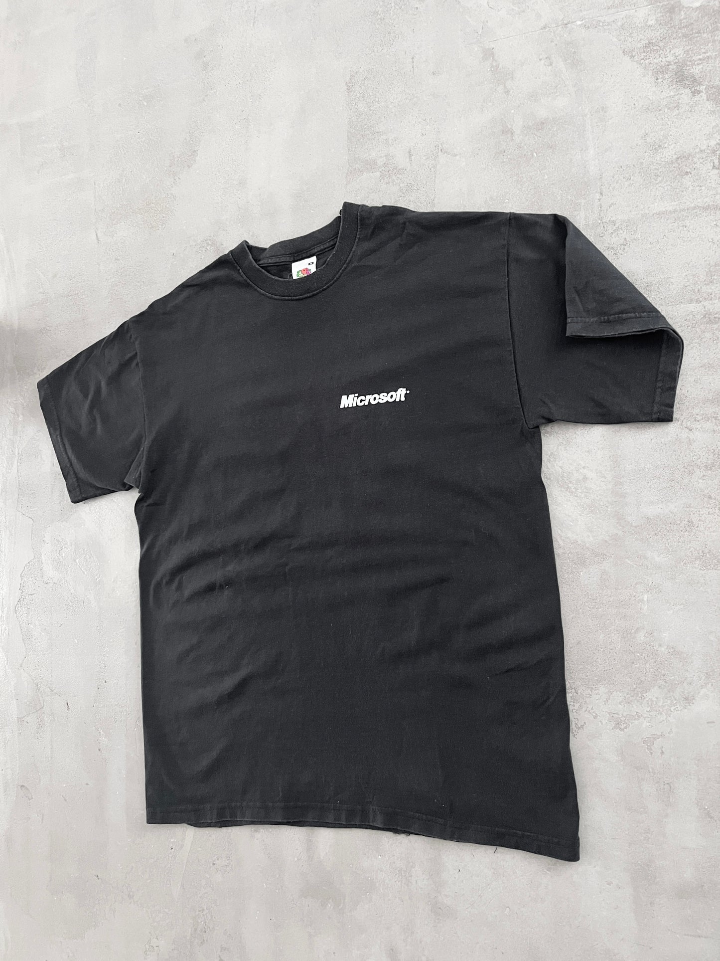 BLACK MICROSOFT PROMO TEE - 2000S - S/M