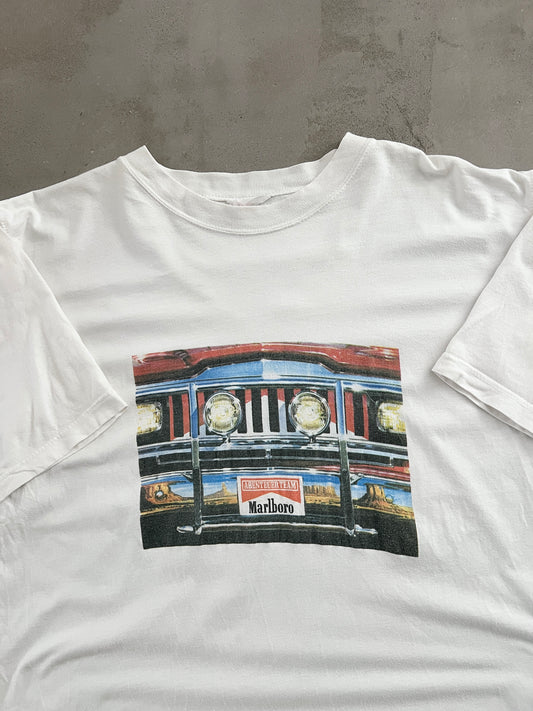 WHITE MARLBORO CAR TEE - 1990S - XL