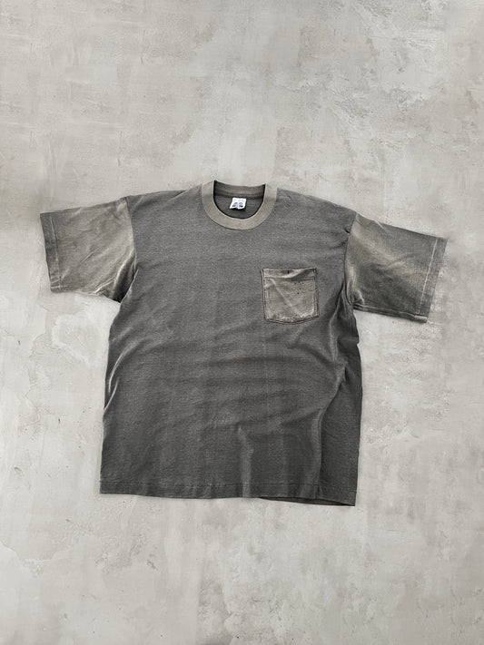 FADED MOCHA POCKET TEE - 1990S - XL/L