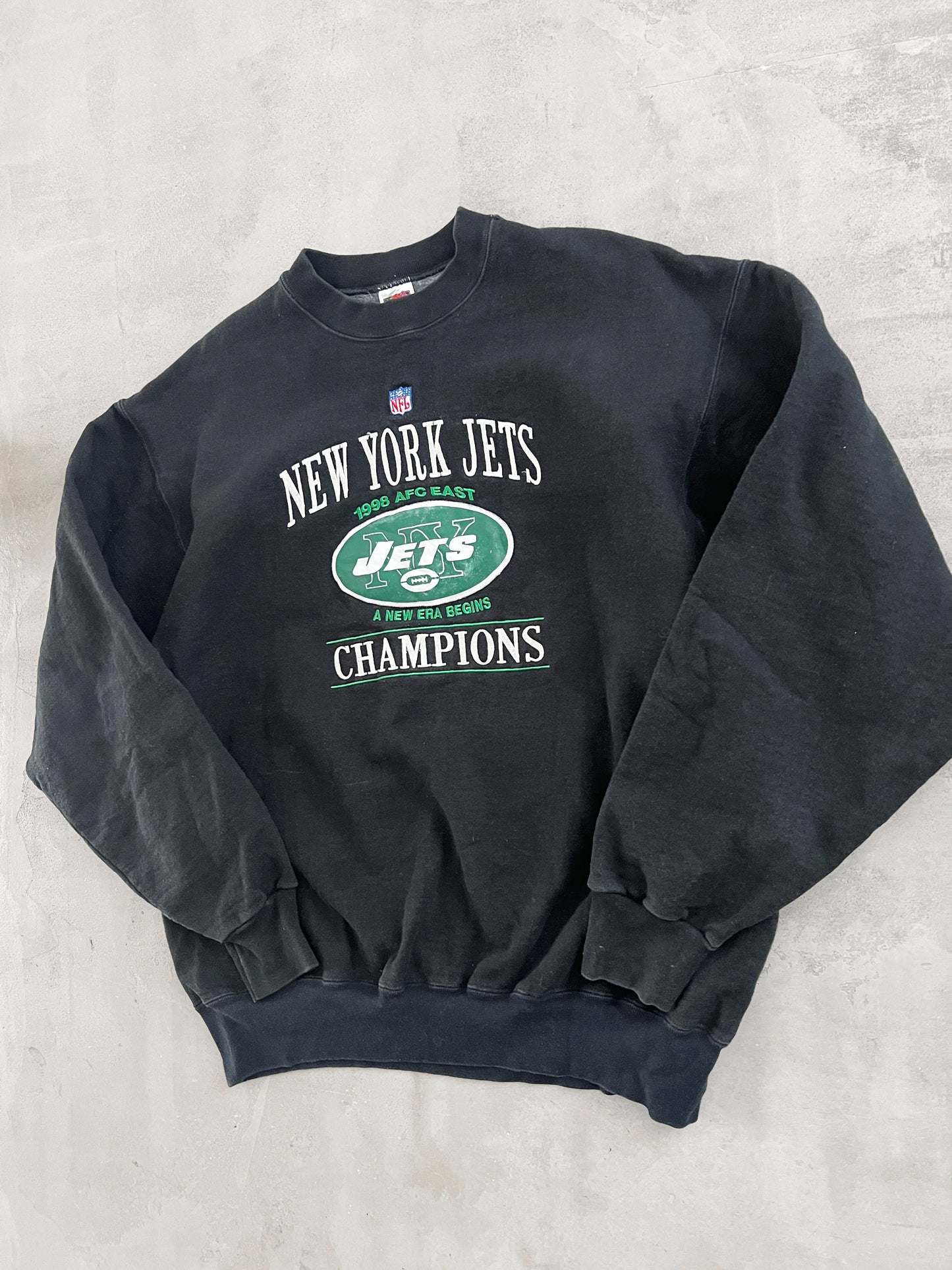 BLACK NEW YORK JETS NFL SWEATER - 1990S - XL