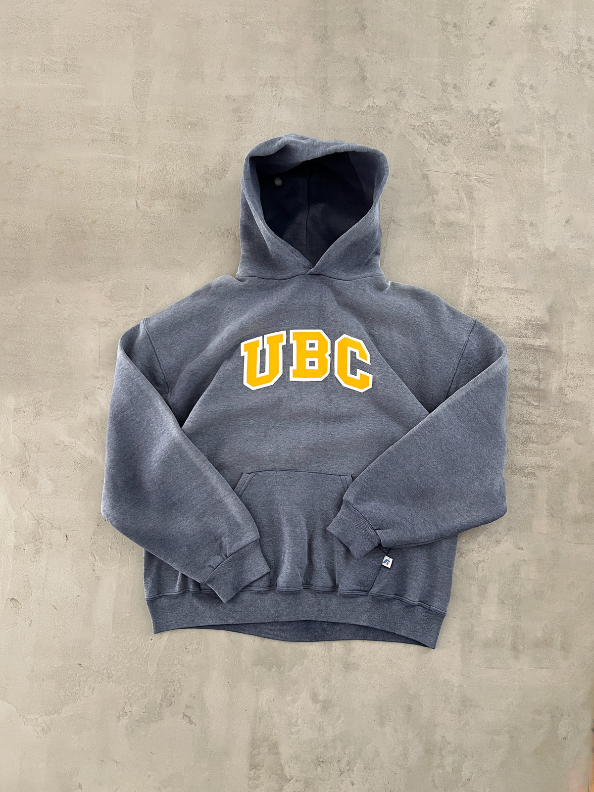 FADED GREY UBC RUSSELL HOODIE - 1990S - L/M
