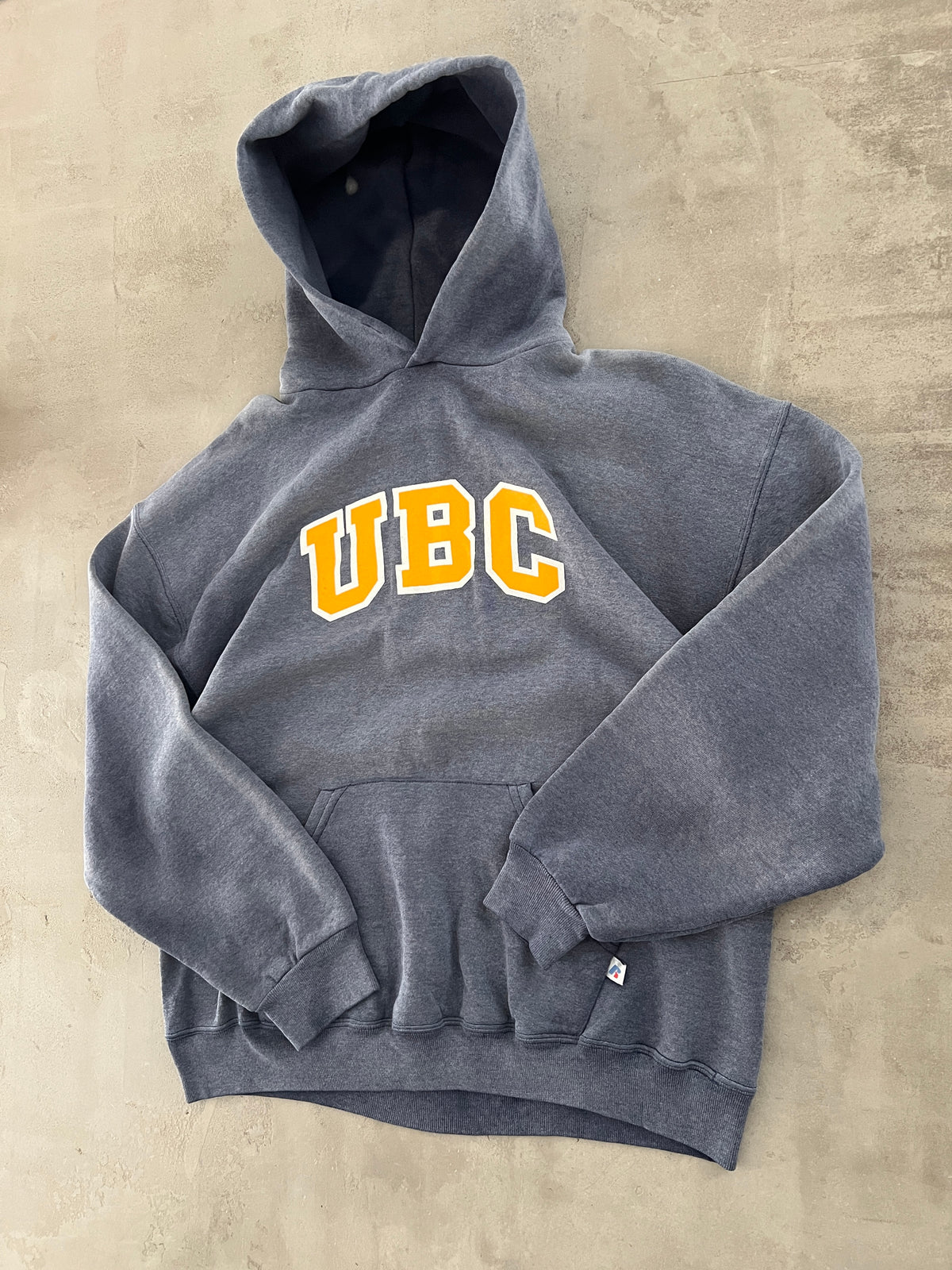 FADED GREY UBC RUSSELL HOODIE - 1990S - L/M