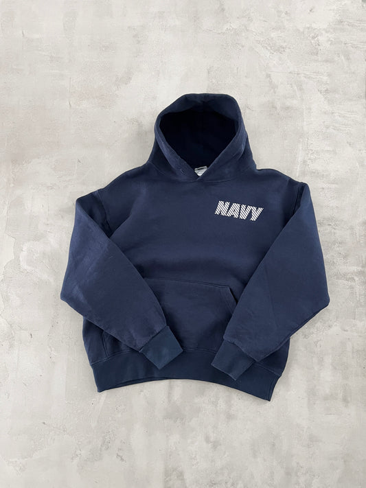 NAVY "NAVY" HOODIE - 2000S - XS