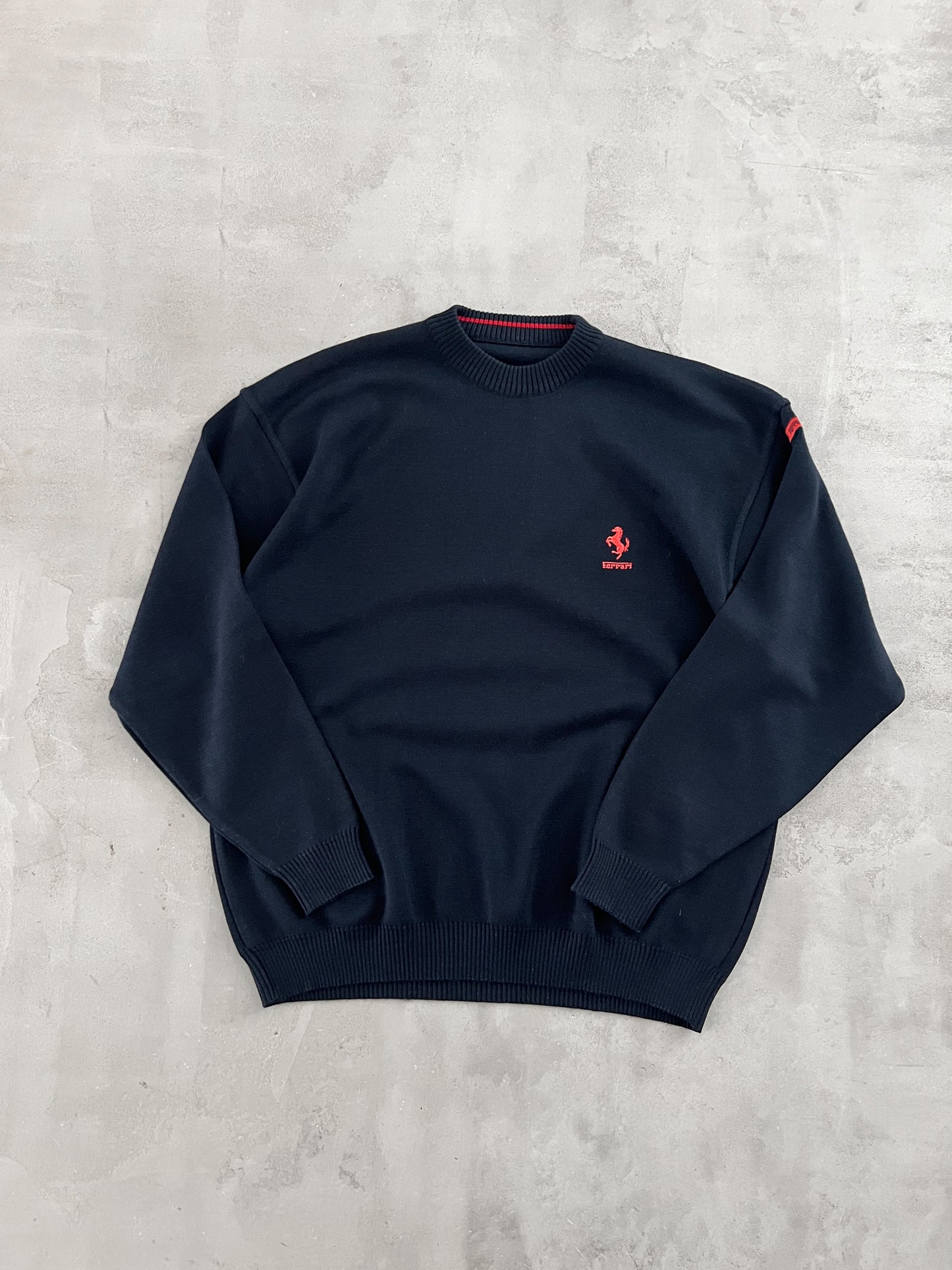 NAVY FERRARI KNIT SWEATER - 2000S - M