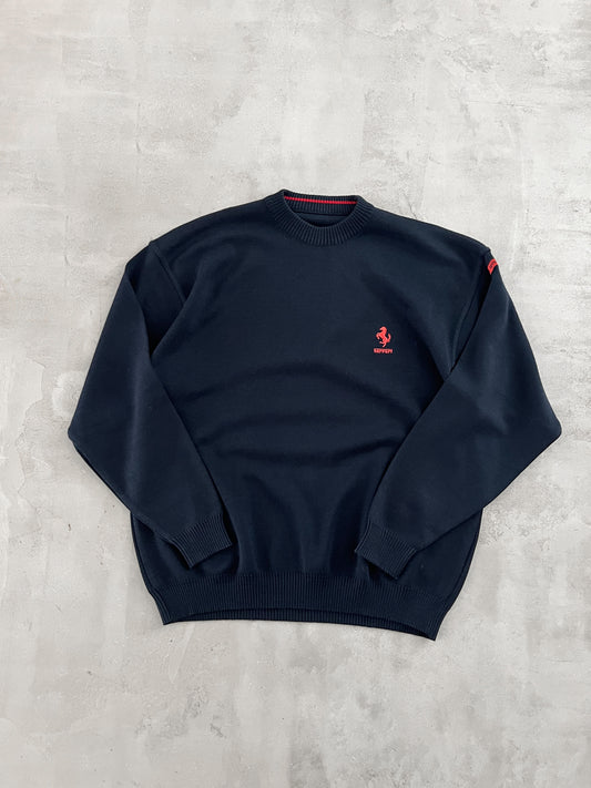 NAVY FERRARI KNIT SWEATER - 2000S - M