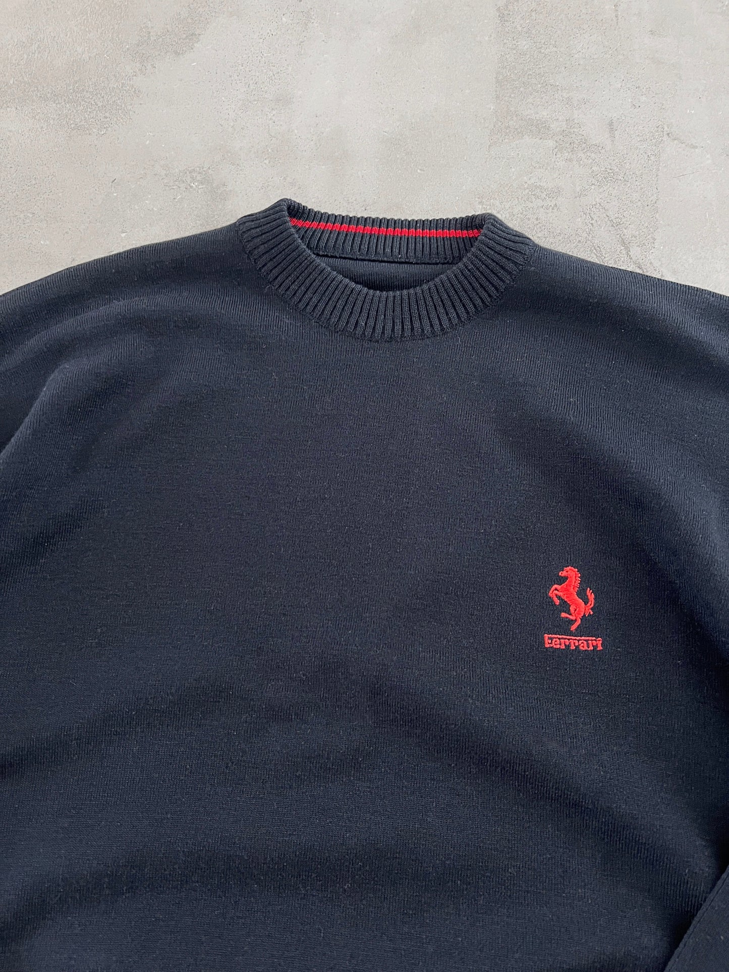 NAVY FERRARI KNIT SWEATER - 2000S - M
