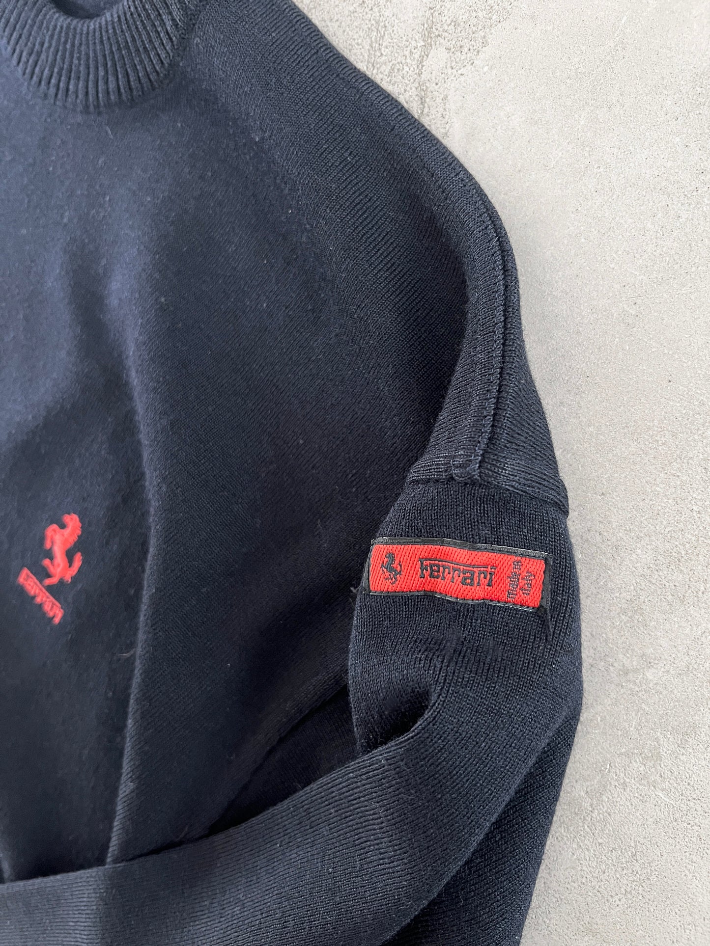 NAVY FERRARI KNIT SWEATER - 2000S - M