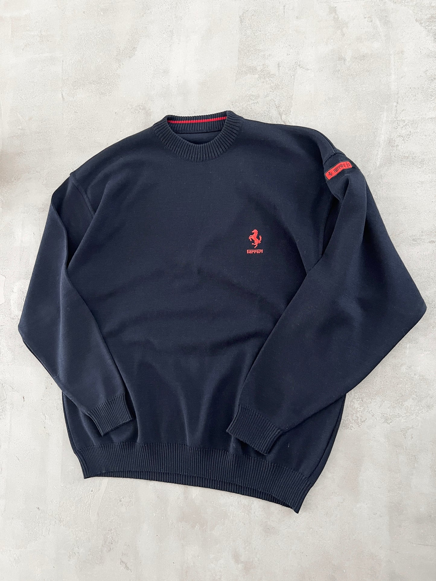 NAVY FERRARI KNIT SWEATER - 2000S - M