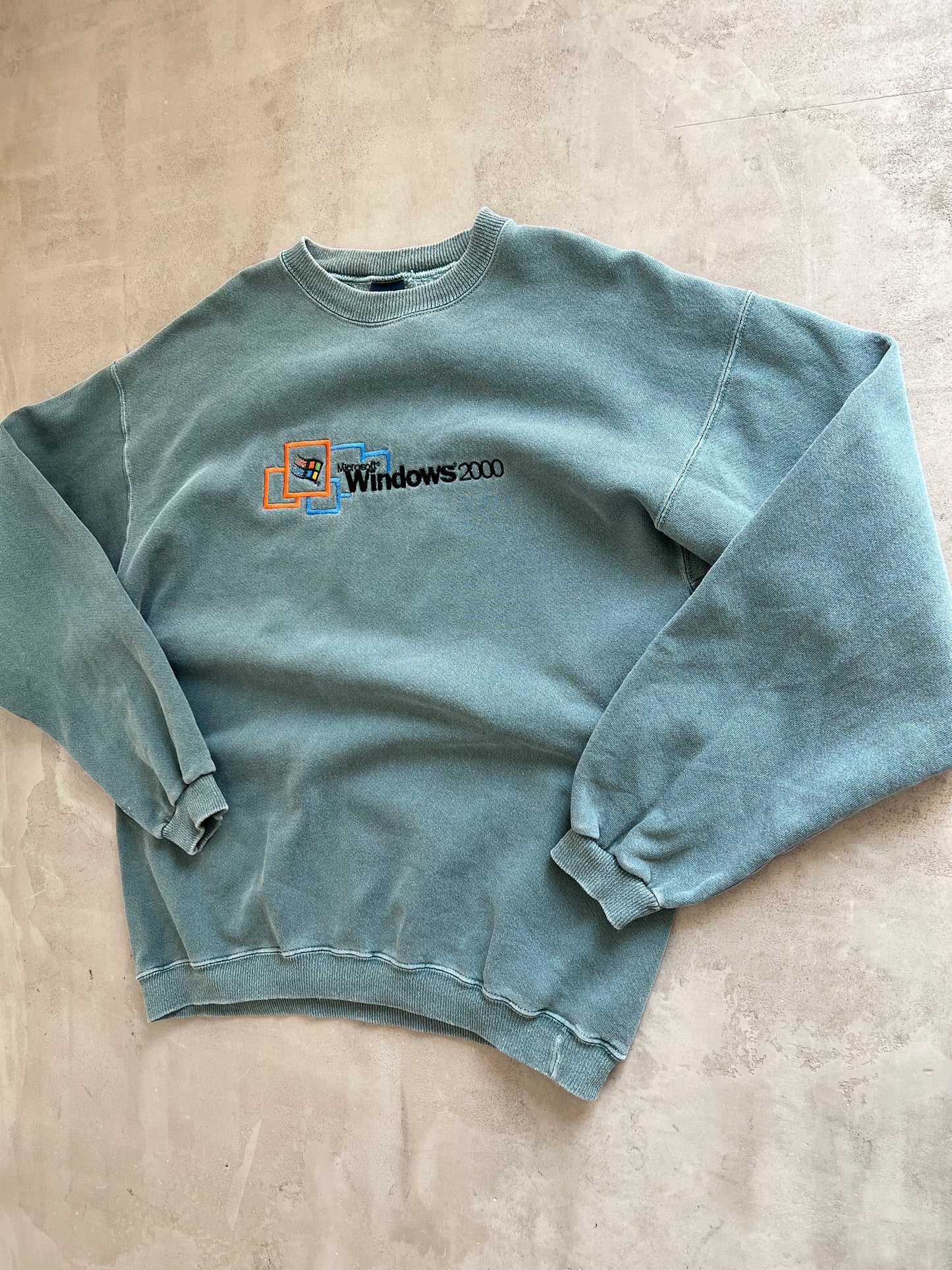 TEAL MICROSOFT WINDOWS SWEATER - 2000S - L/XL