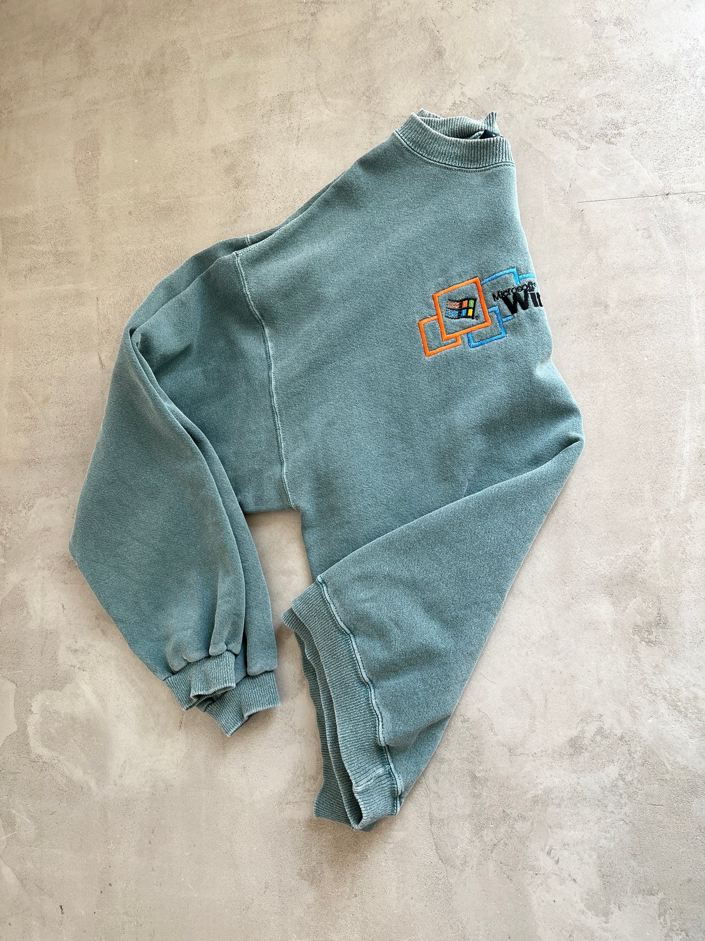 TEAL MICROSOFT WINDOWS SWEATER - 2000S - L/XL