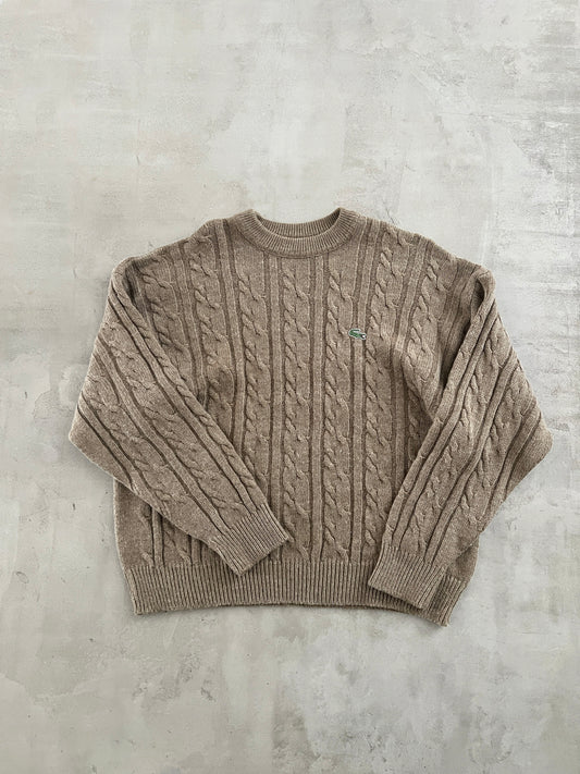 BEIGE LACOSTE KNIT SWEATER - 1990S - L