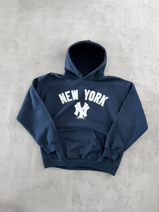 NAVY YANKEES HOODIE - 1990S - L/M