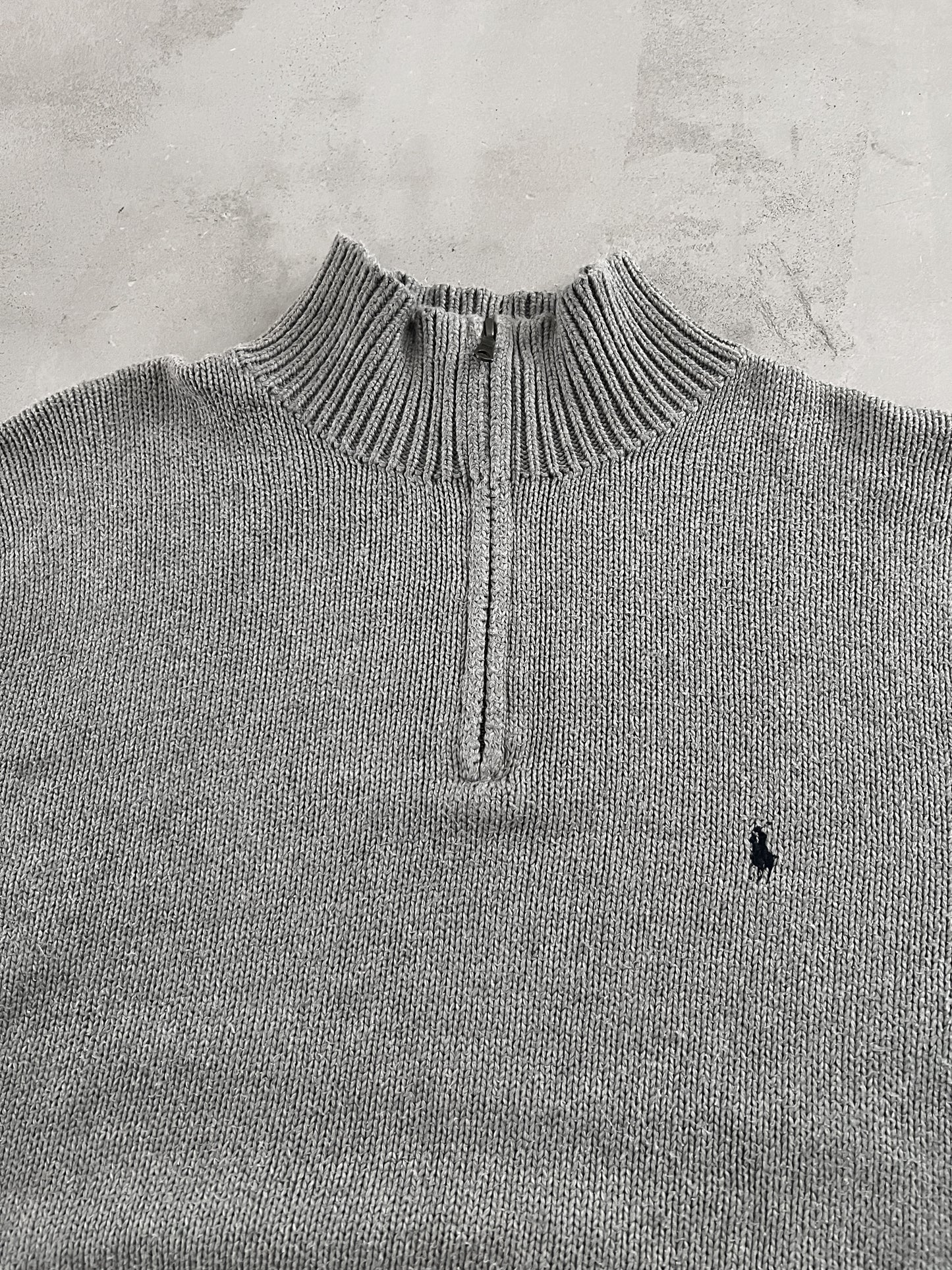 GREY RALPH LAUREN KNIT HALFZIP - 2000S - XL