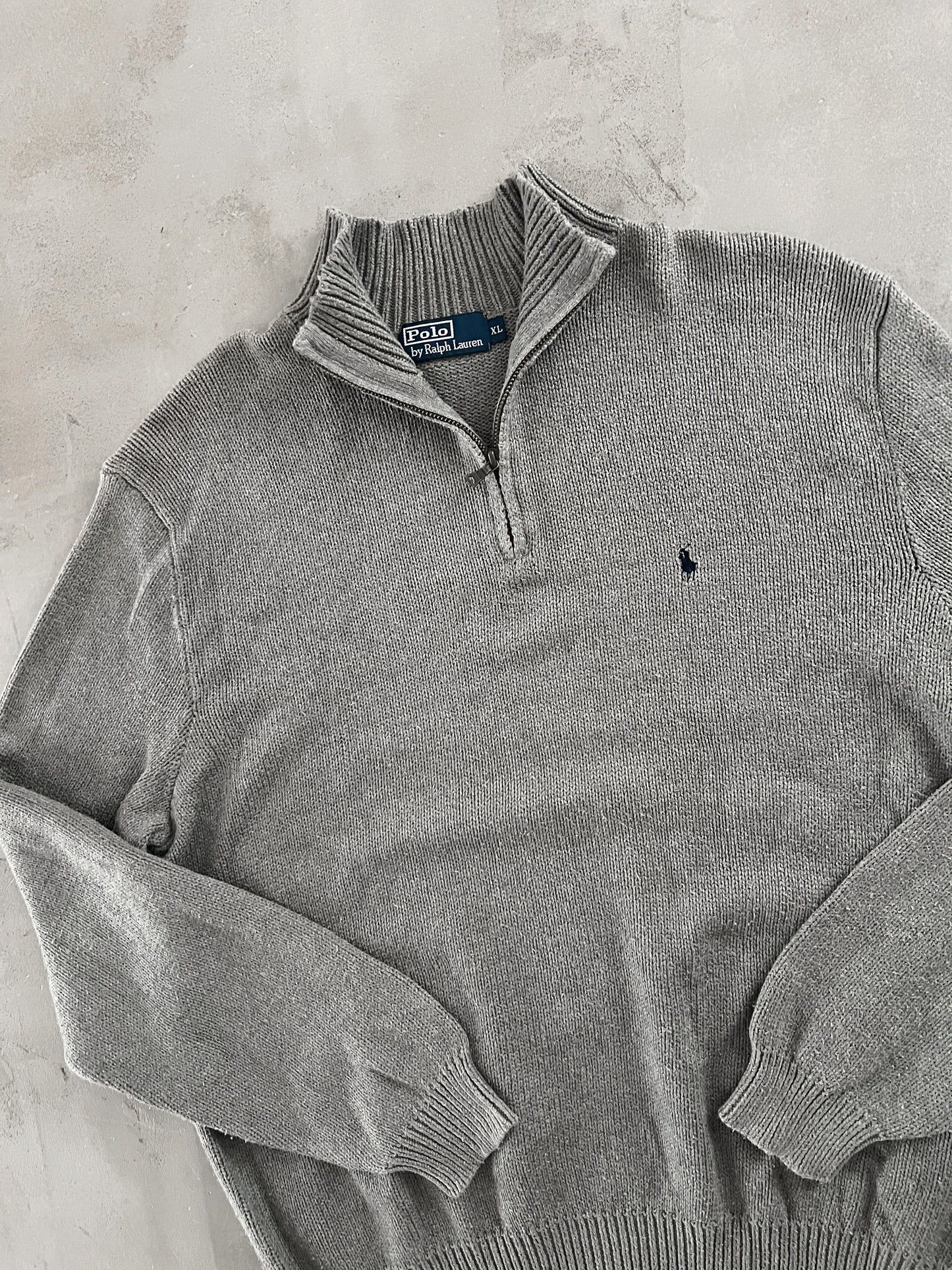 GREY RALPH LAUREN KNIT HALFZIP - 2000S - XL