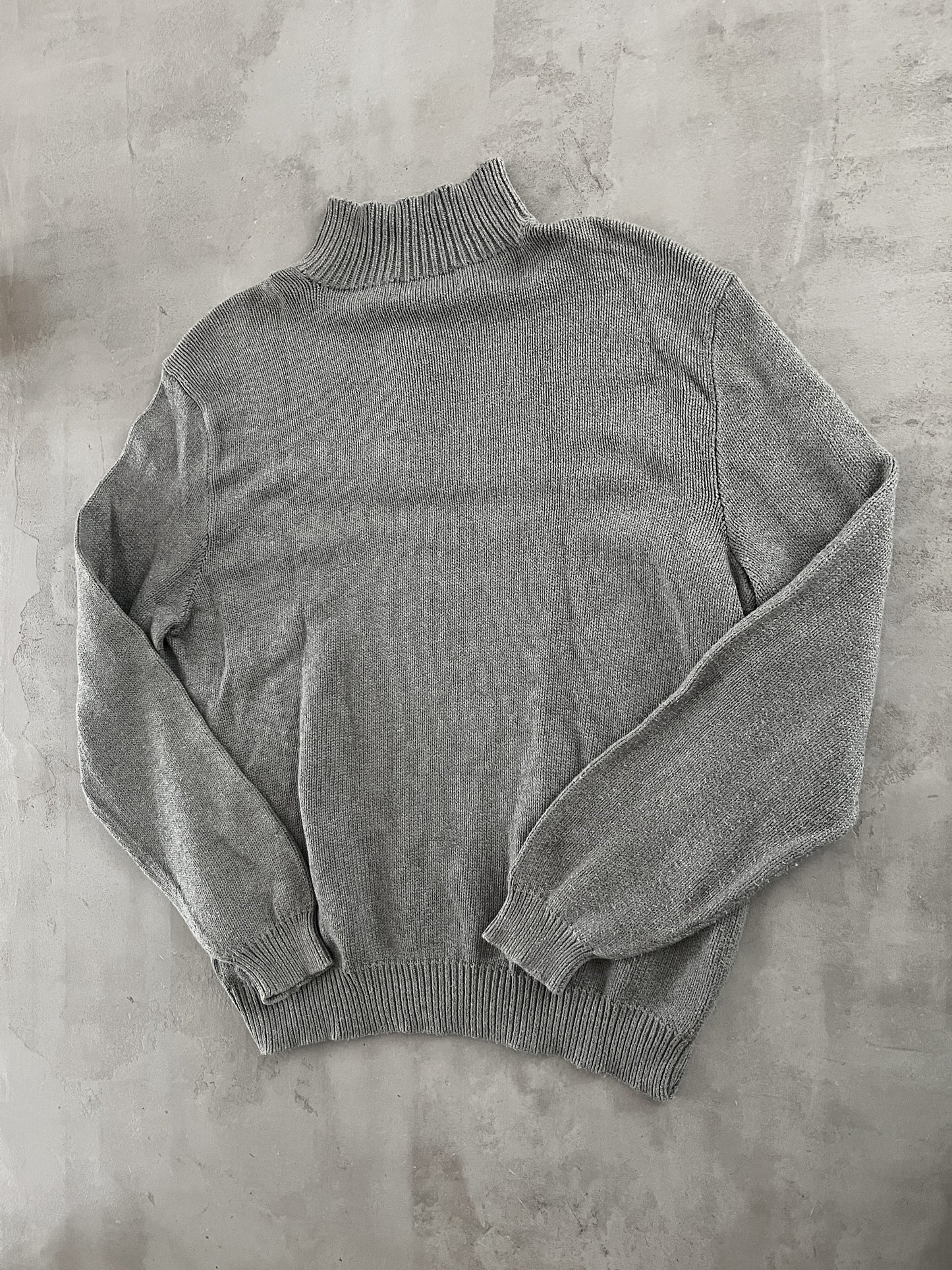 GREY RALPH LAUREN KNIT HALFZIP - 2000S - XL