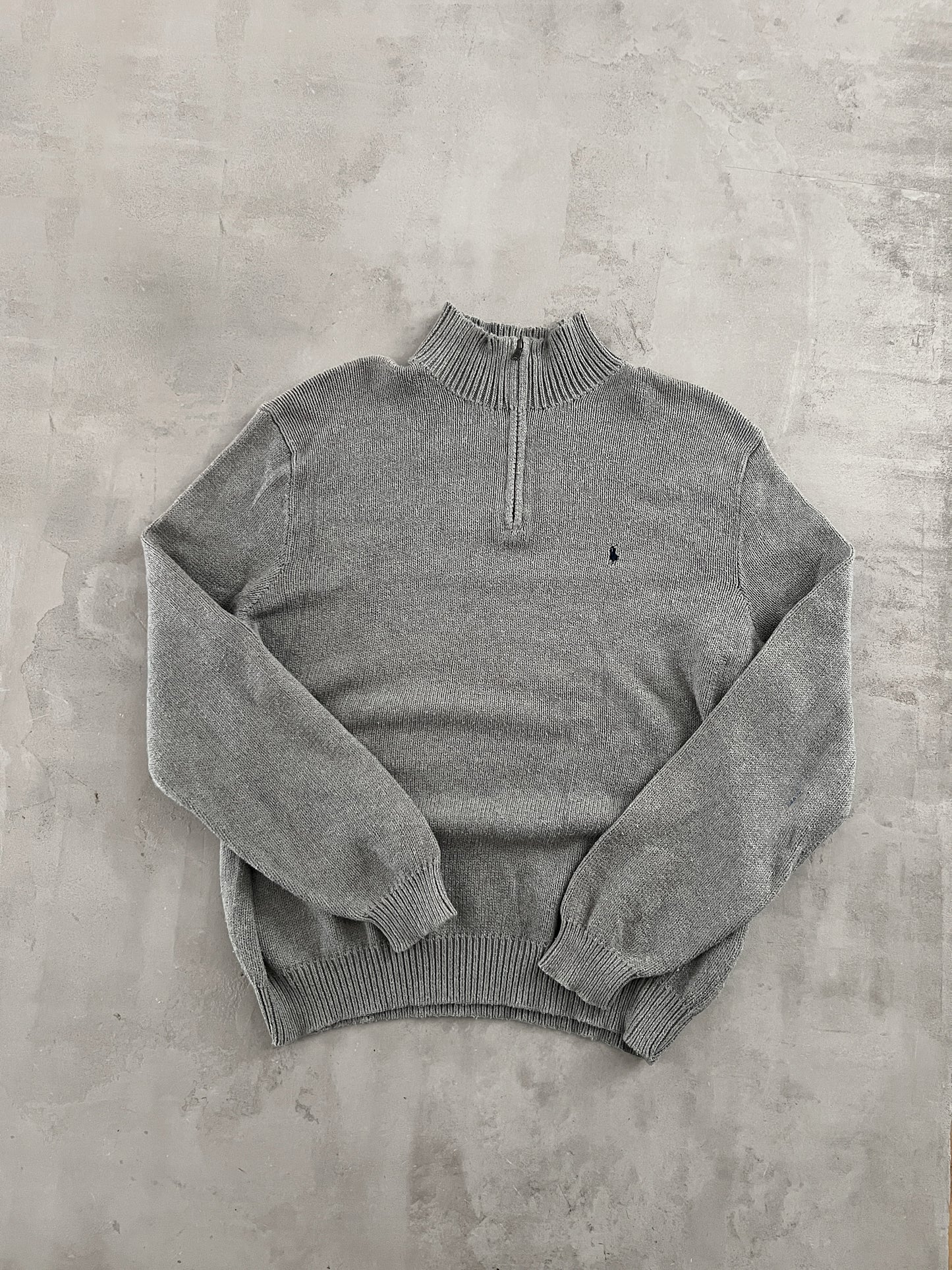 GREY RALPH LAUREN KNIT HALFZIP - 2000S - XL