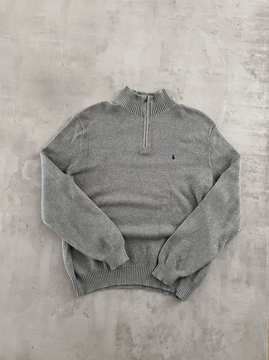 GREY RALPH LAUREN KNIT HALFZIP - 2000S - XL
