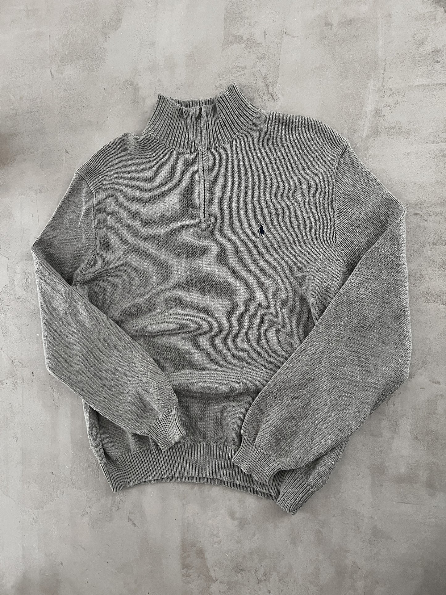 GREY RALPH LAUREN KNIT HALFZIP - 2000S - XL