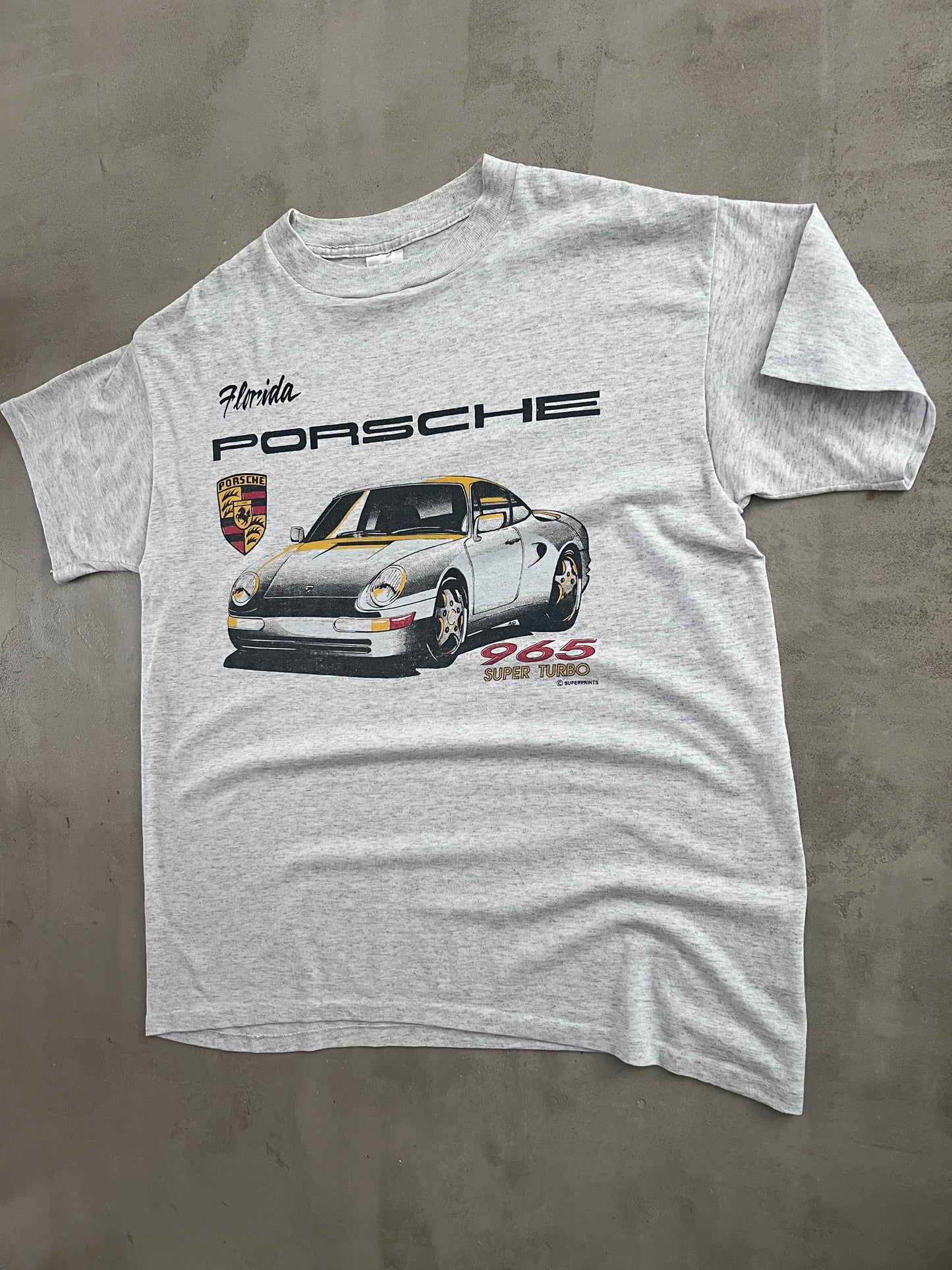 GREY PORSCHE 965 TURBO TEE - 1980S - L
