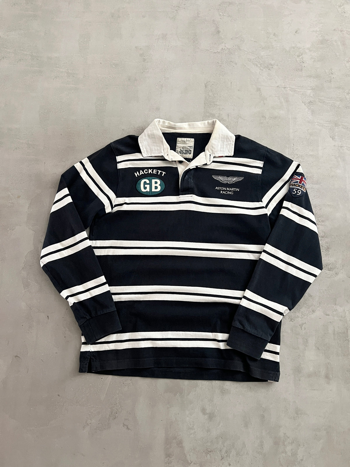 NAVY/CREME ASTON MARTIN LONGSLEEVE - 2000S - L