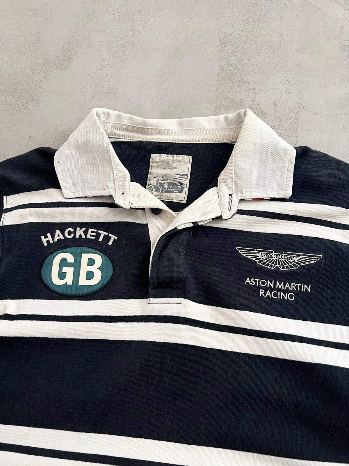 NAVY/CREME ASTON MARTIN LONGSLEEVE - 2000S - L