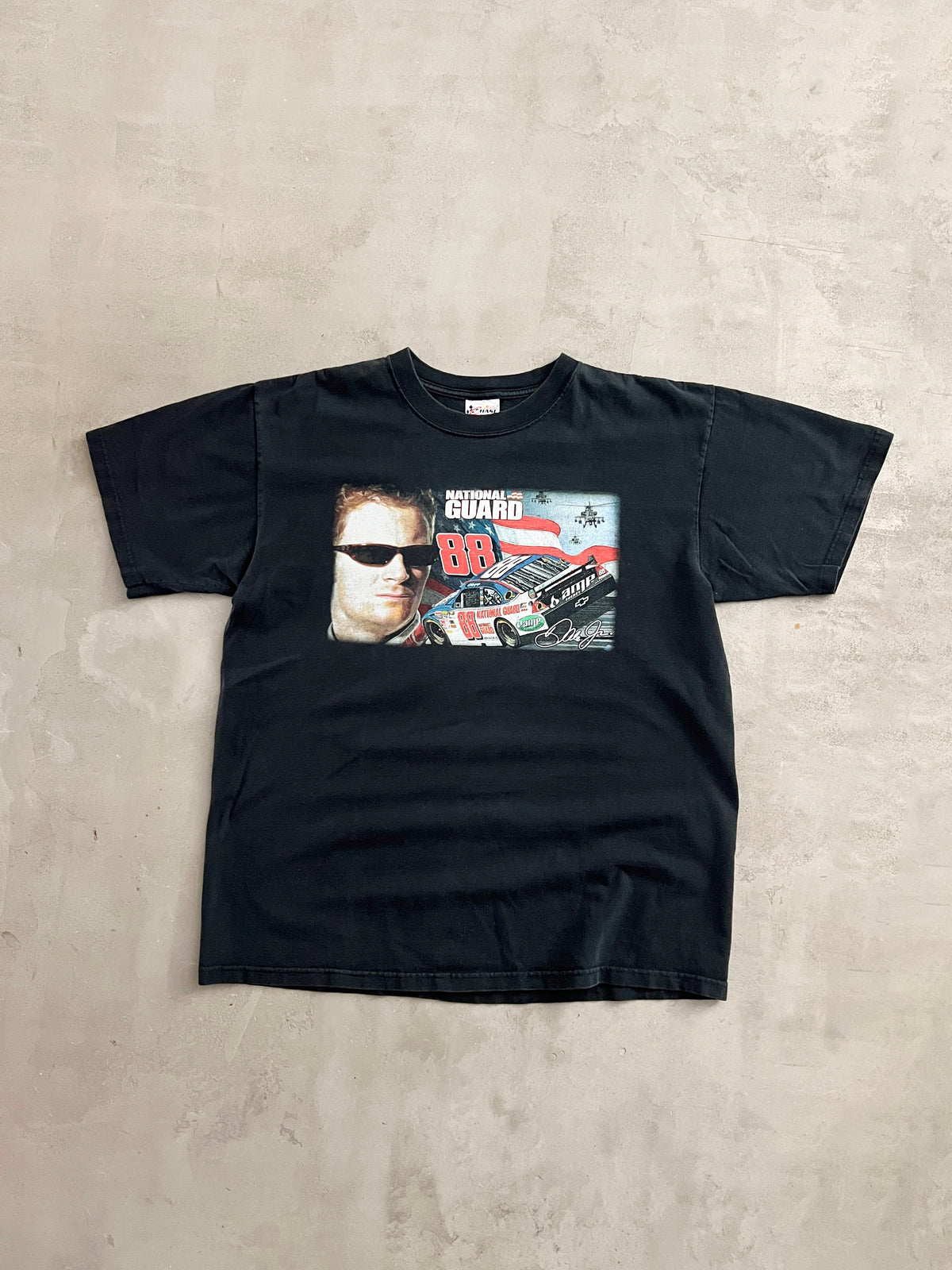 FADED BLACK NASCAR RACING TEE - 2000S - L