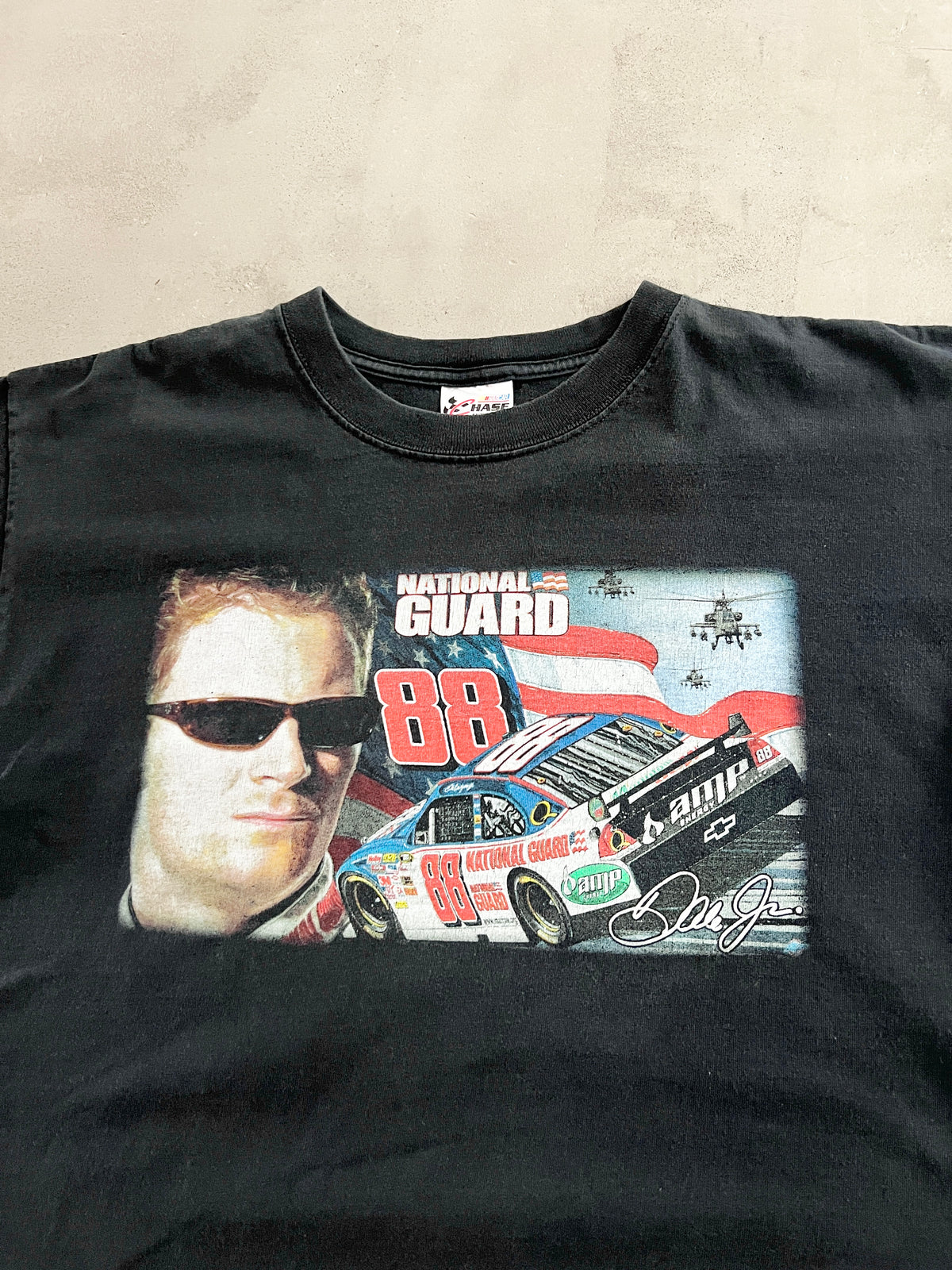 FADED BLACK NASCAR RACING TEE - 2000S - L