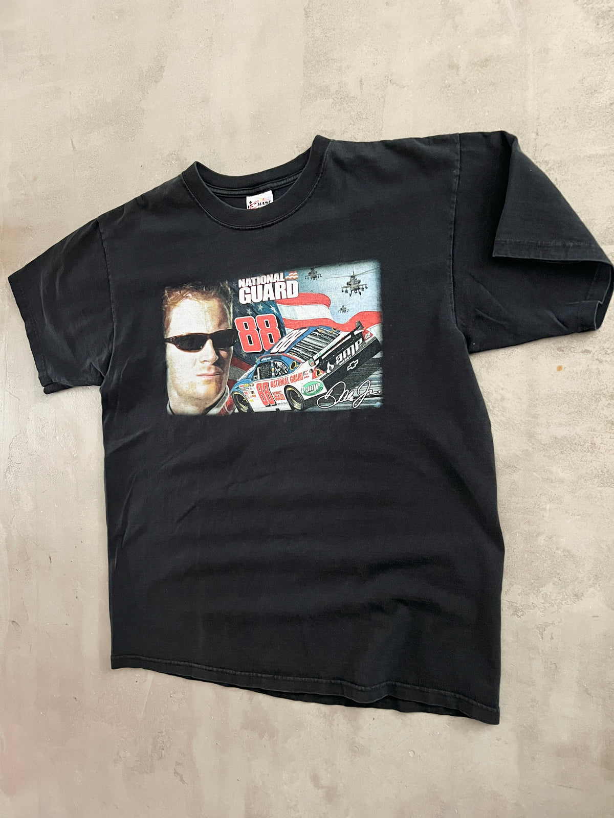 FADED BLACK NASCAR RACING TEE - 2000S - L
