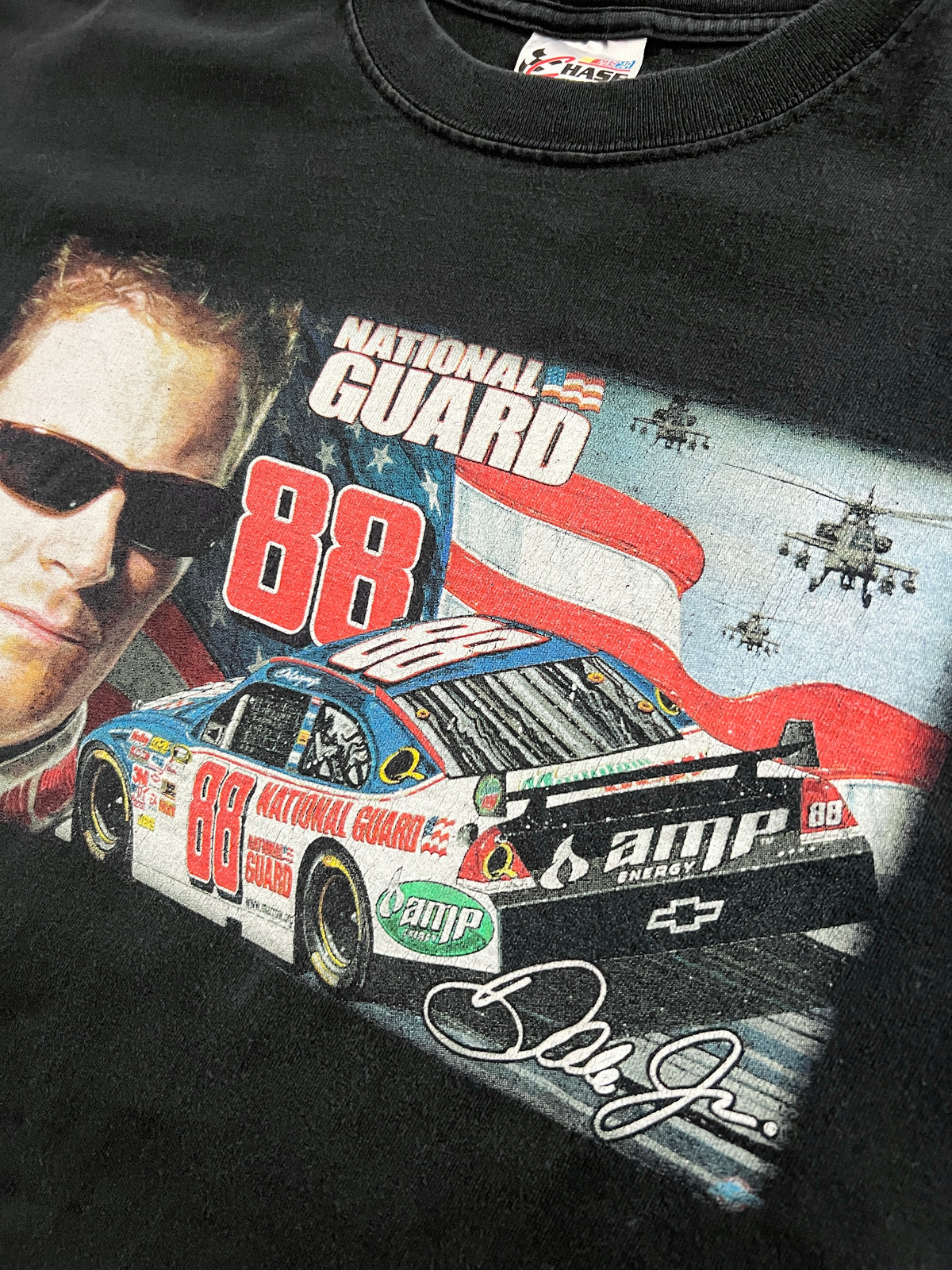 FADED BLACK NASCAR RACING TEE - 2000S - L