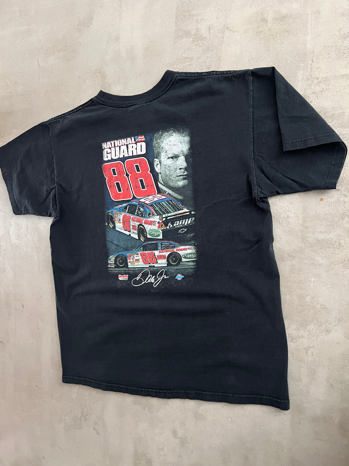 FADED BLACK NASCAR RACING TEE - 2000S - L