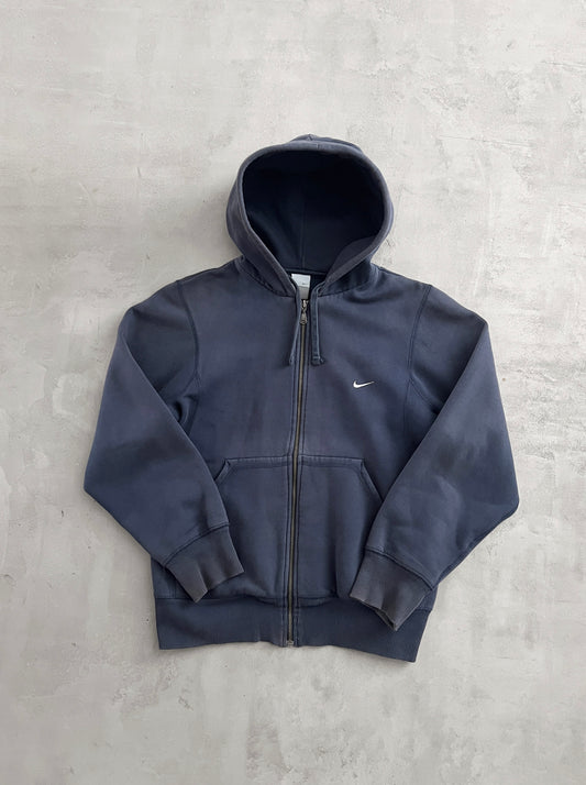 FADED NAVY NIKE ZIP UP HOODIE - 2000S - S