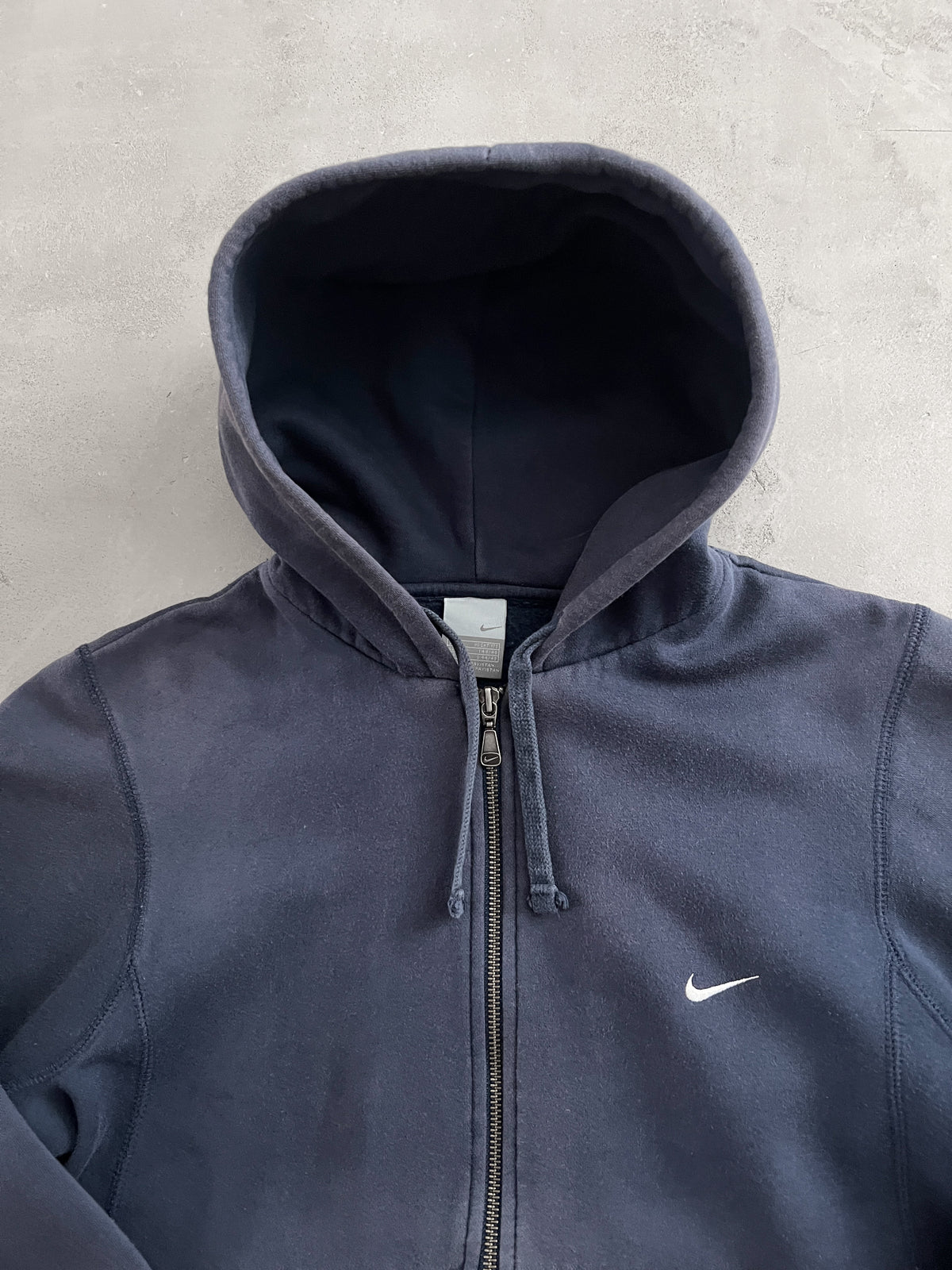 FADED NAVY NIKE ZIP UP HOODIE - 2000S - S