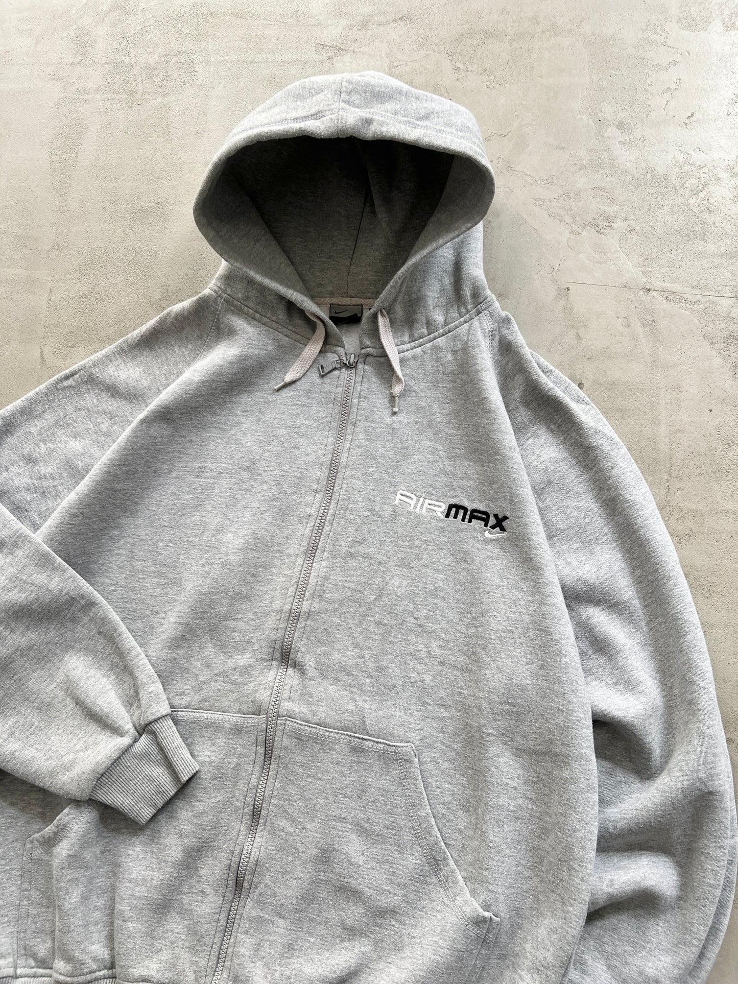 GREY NIKE AIR MAX ZIP UP HOODIE - L/XL