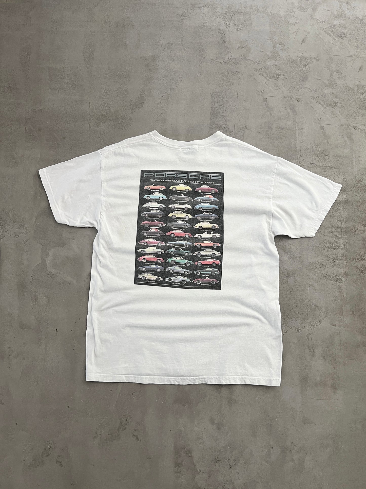 WHITE PORSCHE TEE - 1990S - L