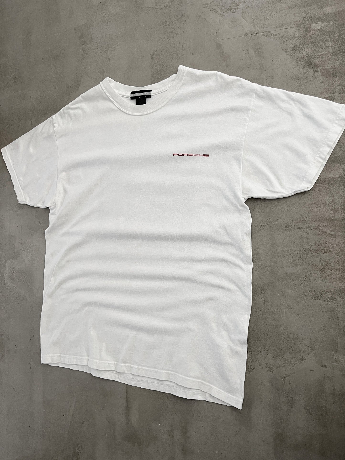 WHITE PORSCHE TEE - 1990S - L