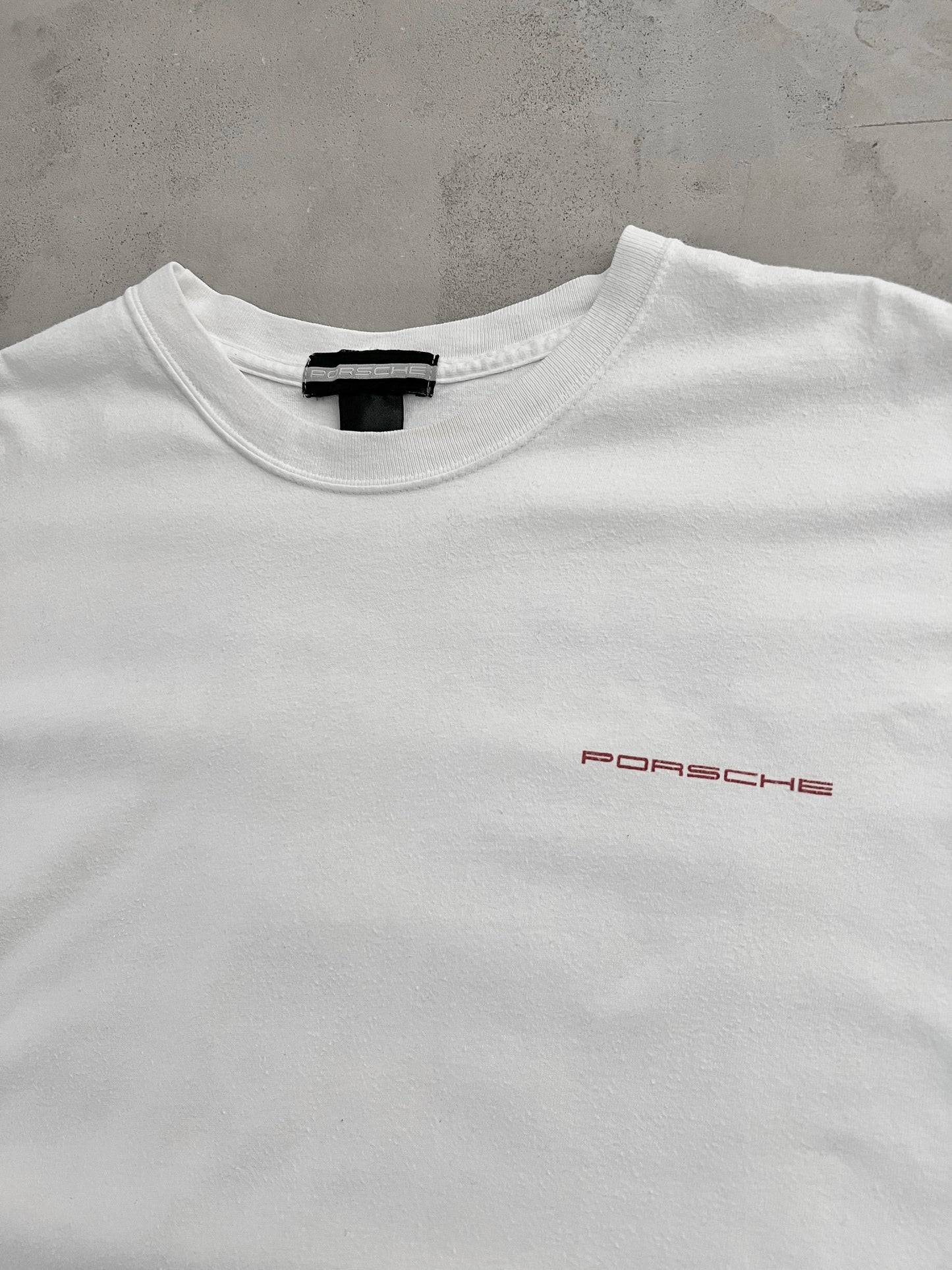 WHITE PORSCHE TEE - 1990S - L