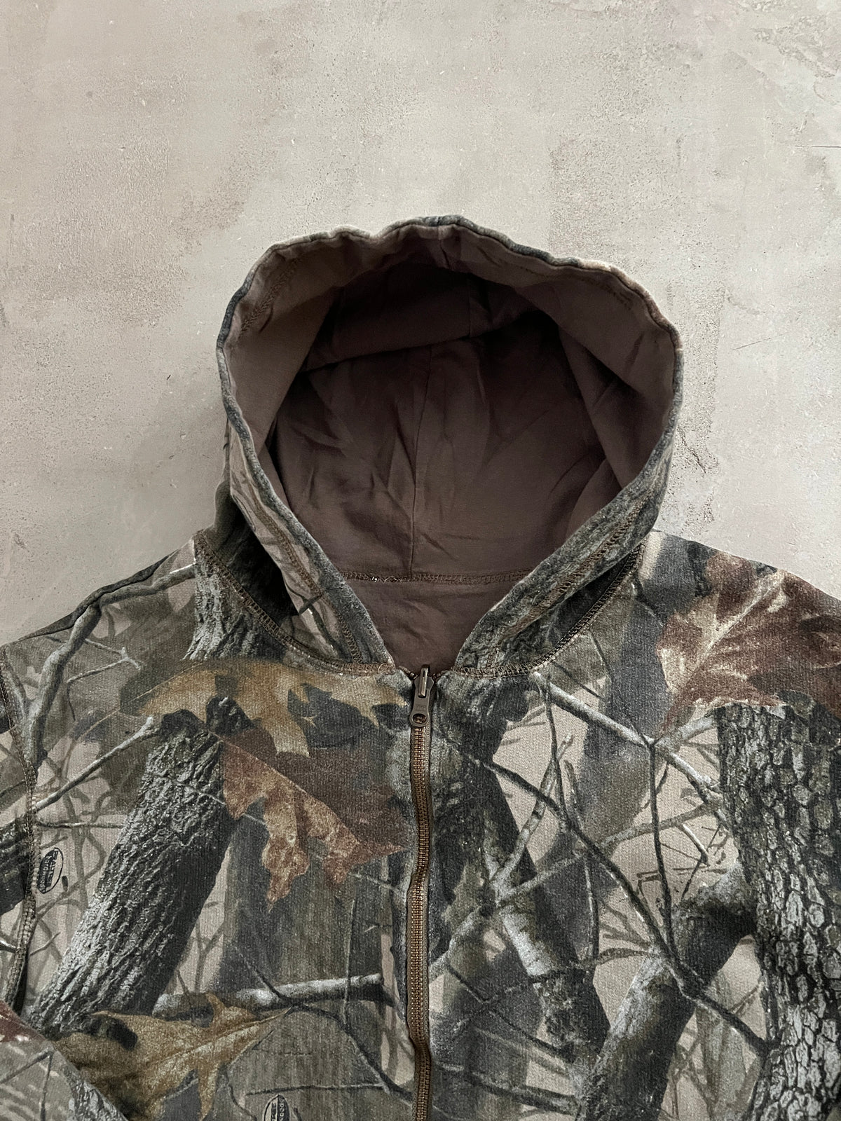 BROWN/REALTREE 2 SIDE ZIP HOODIE - 2000S - M