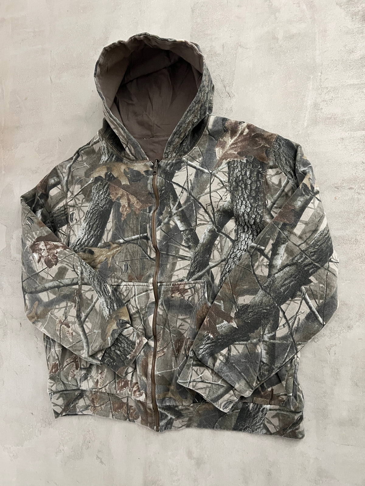BROWN/REALTREE 2 SIDE ZIP HOODIE - 2000S - M