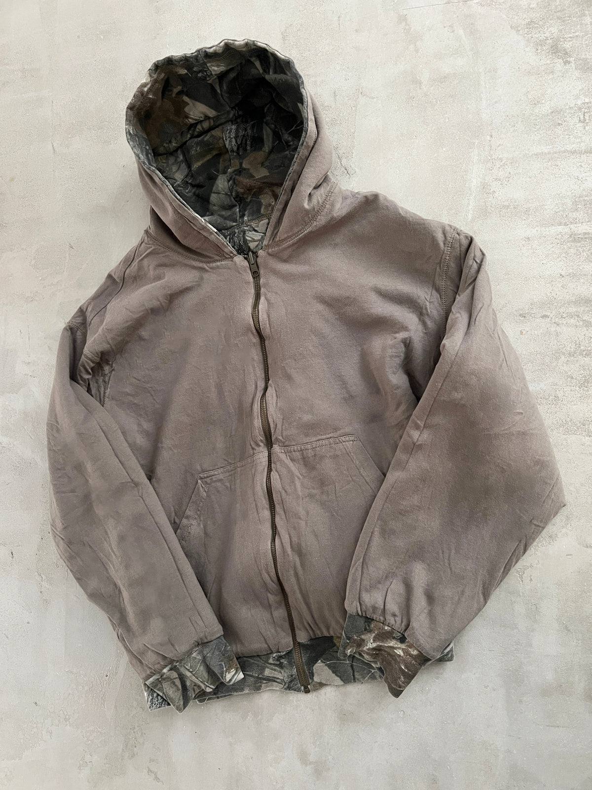 BROWN/REALTREE 2 SIDE ZIP HOODIE - 2000S - M