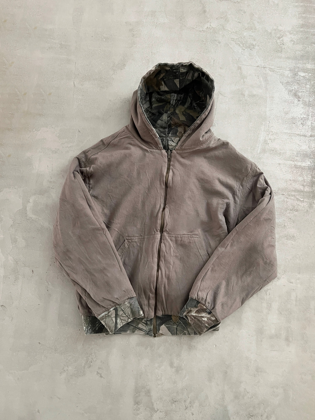 BROWN/REALTREE 2 SIDE ZIP HOODIE - 2000S - M