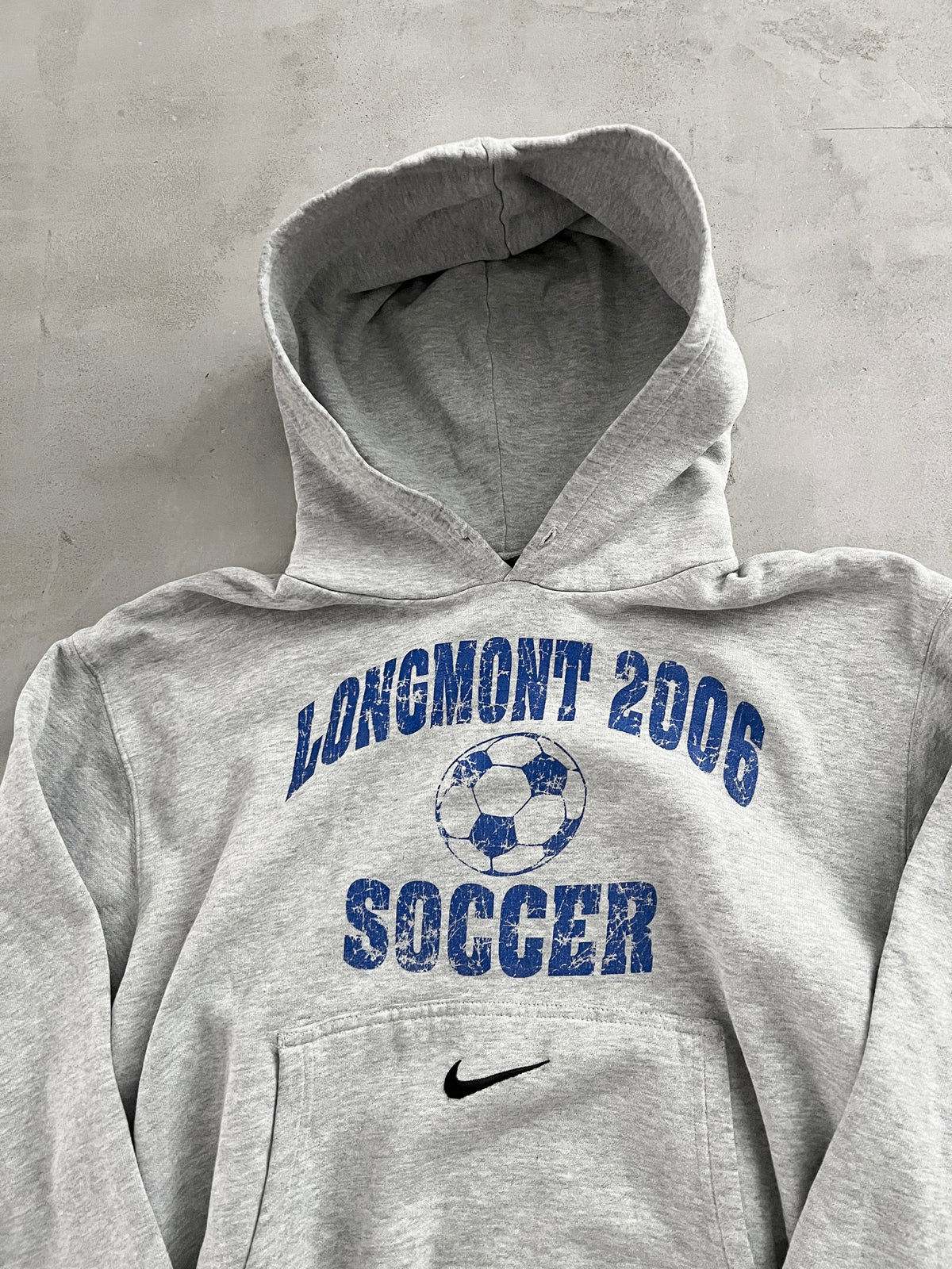 GREY NIKE SOCCER HOODIE - 2000S - S