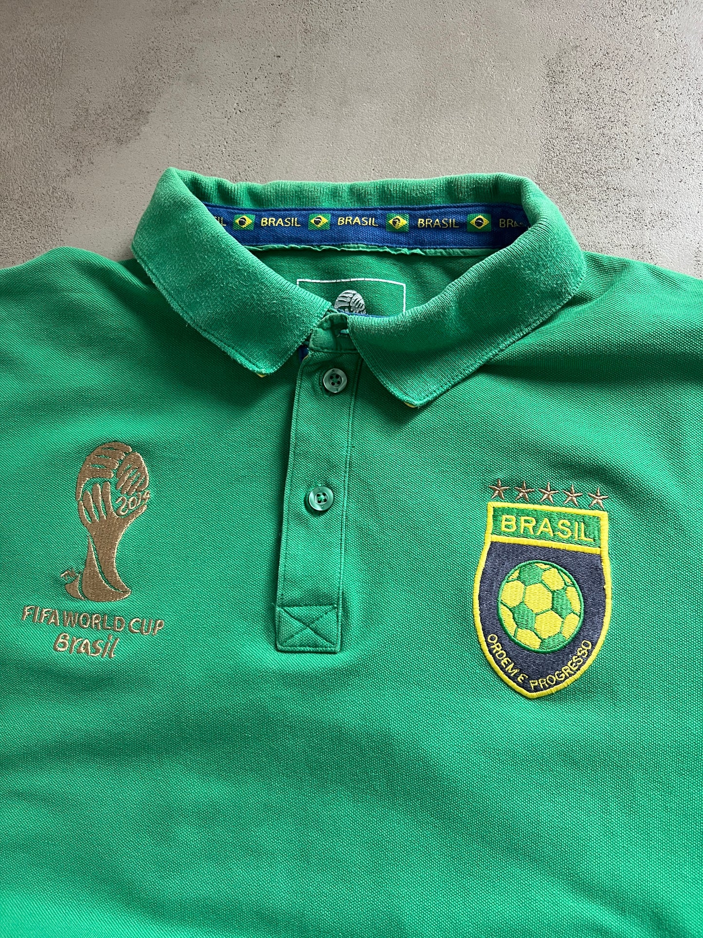 GREEN BRAZIL SOCCER POLO - 2000S - S